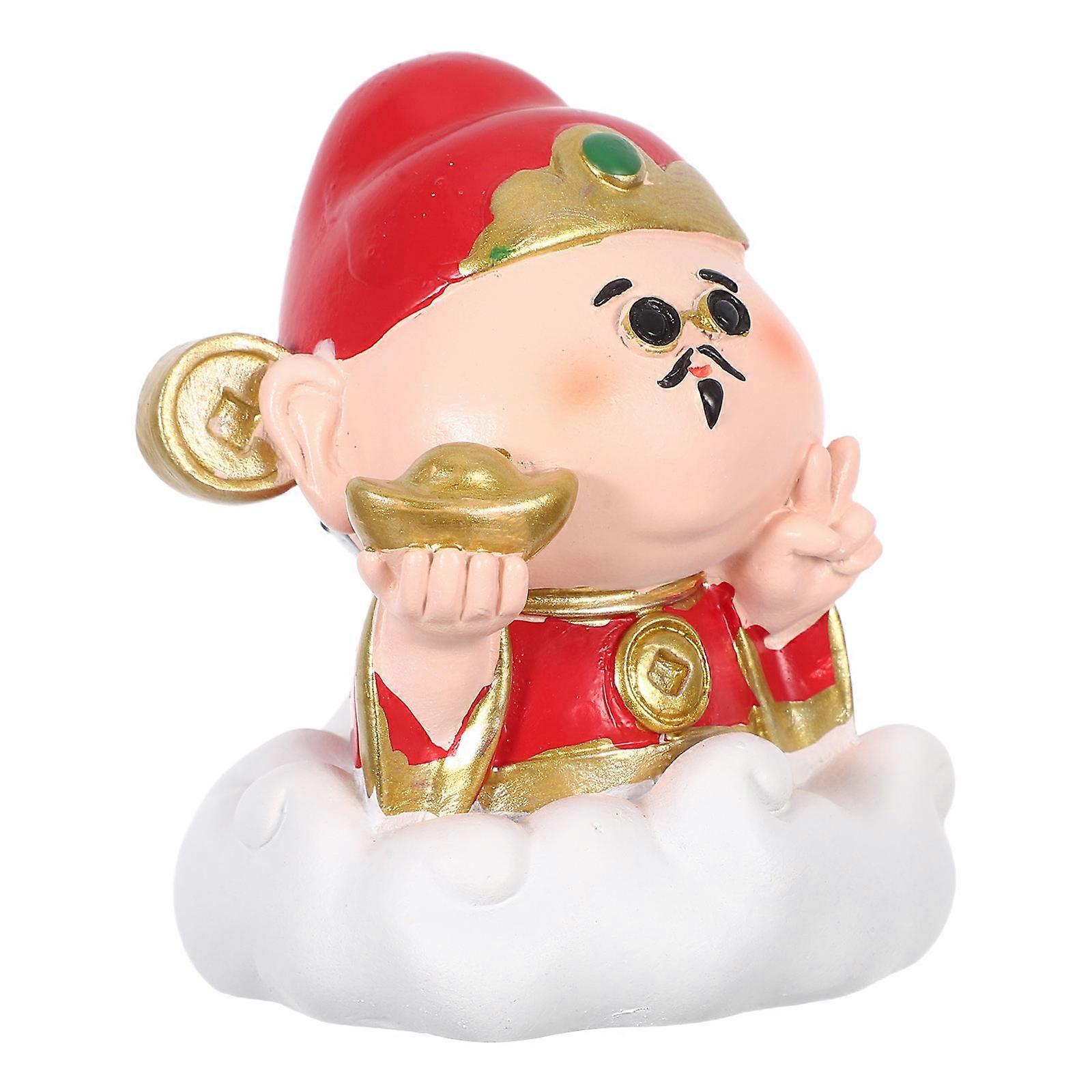 God of Wealth Statues Mini Cai Shen Resin Figurine for Attracting Luck 2Pcs