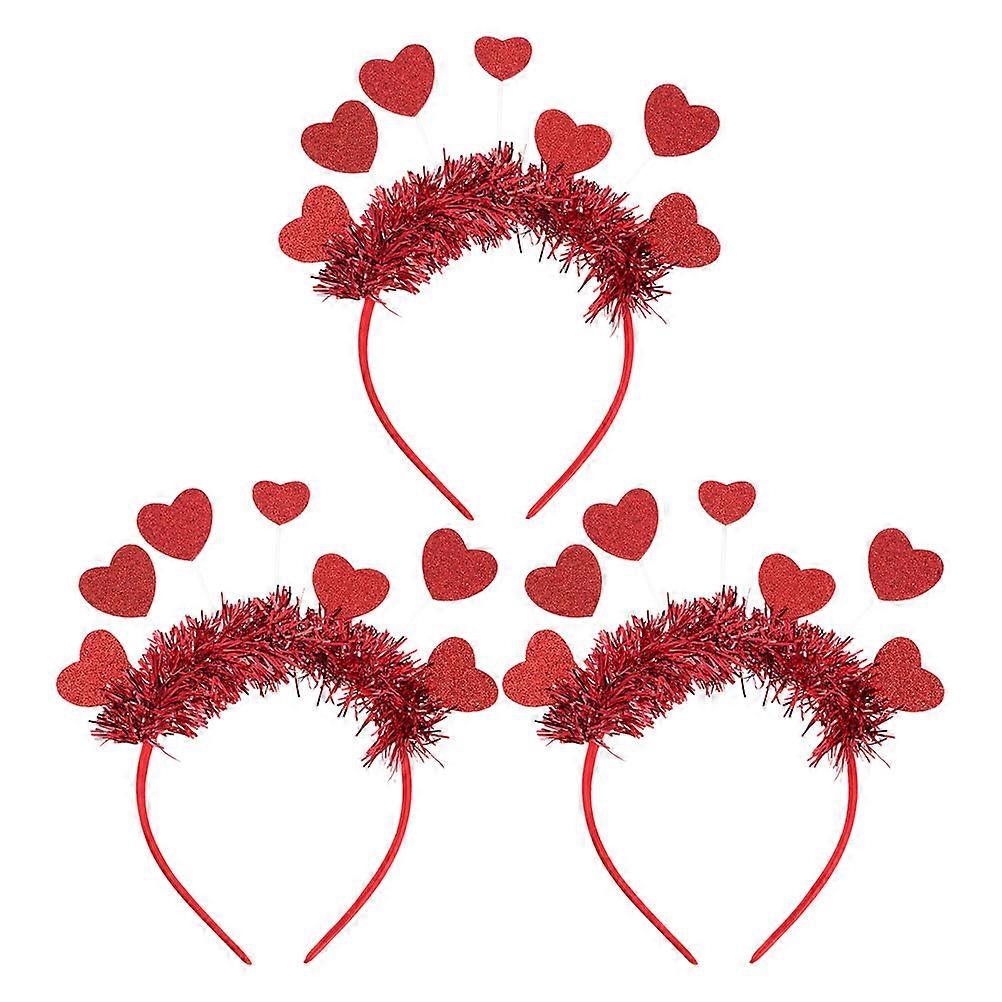 Red Heart Headband Valentines Day Headpiece for Party 9Pcs Set