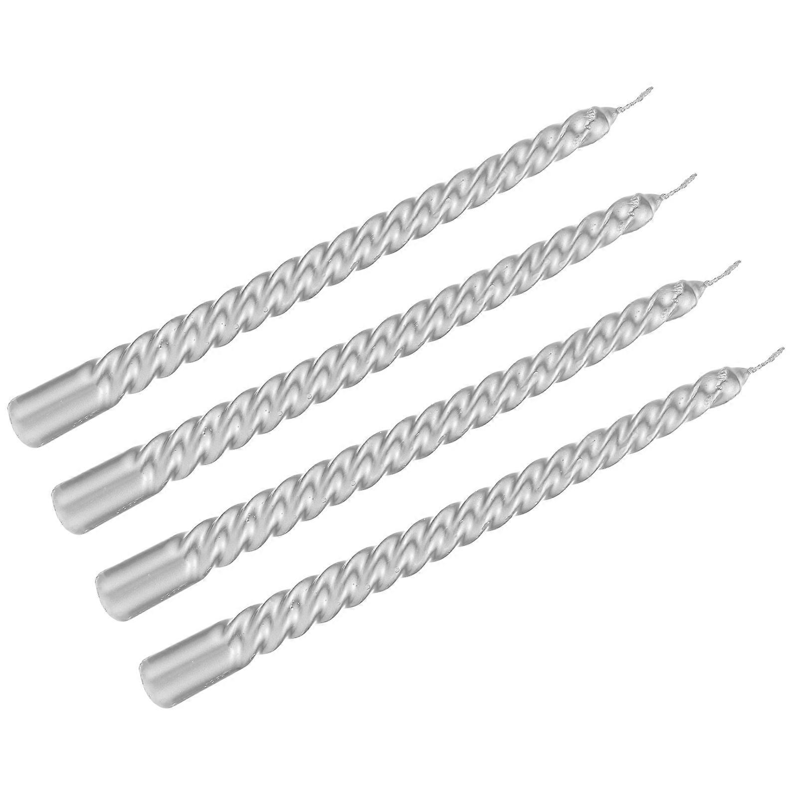 Dinner Candles Long Threaded Taper Candles for Decor 8Pcs Silver