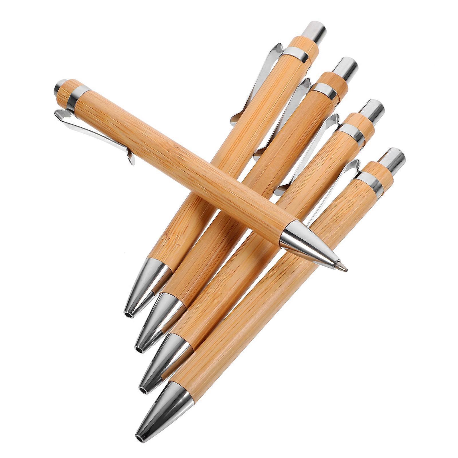 Elegant 15 Pcs Delicate Ballpoint Pens For Students And Office Workers Daily Writing Brown Bamboo Material