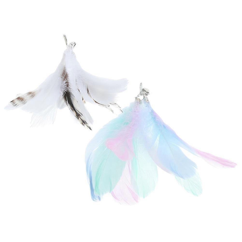 Cat Teaser Toys Replacement 2Pcs Plumes for Indoor Use