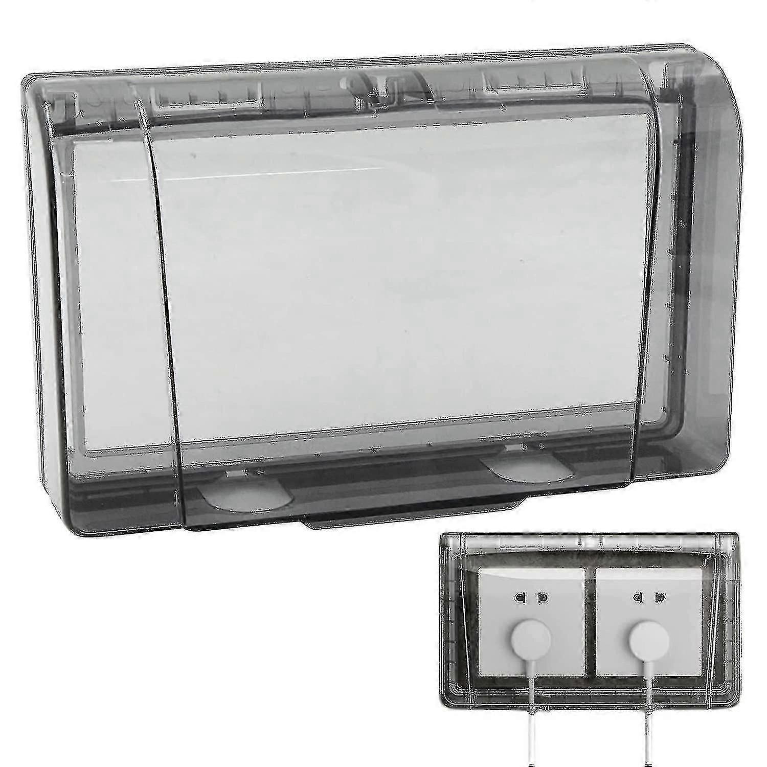 غطاء مقبس الطاقة المقاوم للماء في الهواء الطلق - 86 مقاوم للماء مثبت على الحائط 2 طريقة تبديل الغبار للحمام ، المنزل ، في الهواء الطلق ، أسود شفاف ، 20 × 12.4 X-