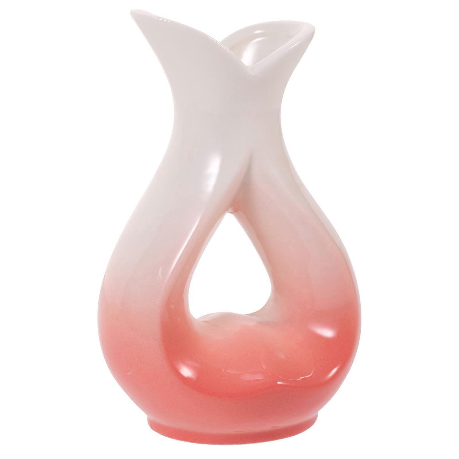 Creative Ceramic Flower Vase Set Of 3Pcs Heart Shape Home Decoration Container For Flower Display In Elegant Pink Design