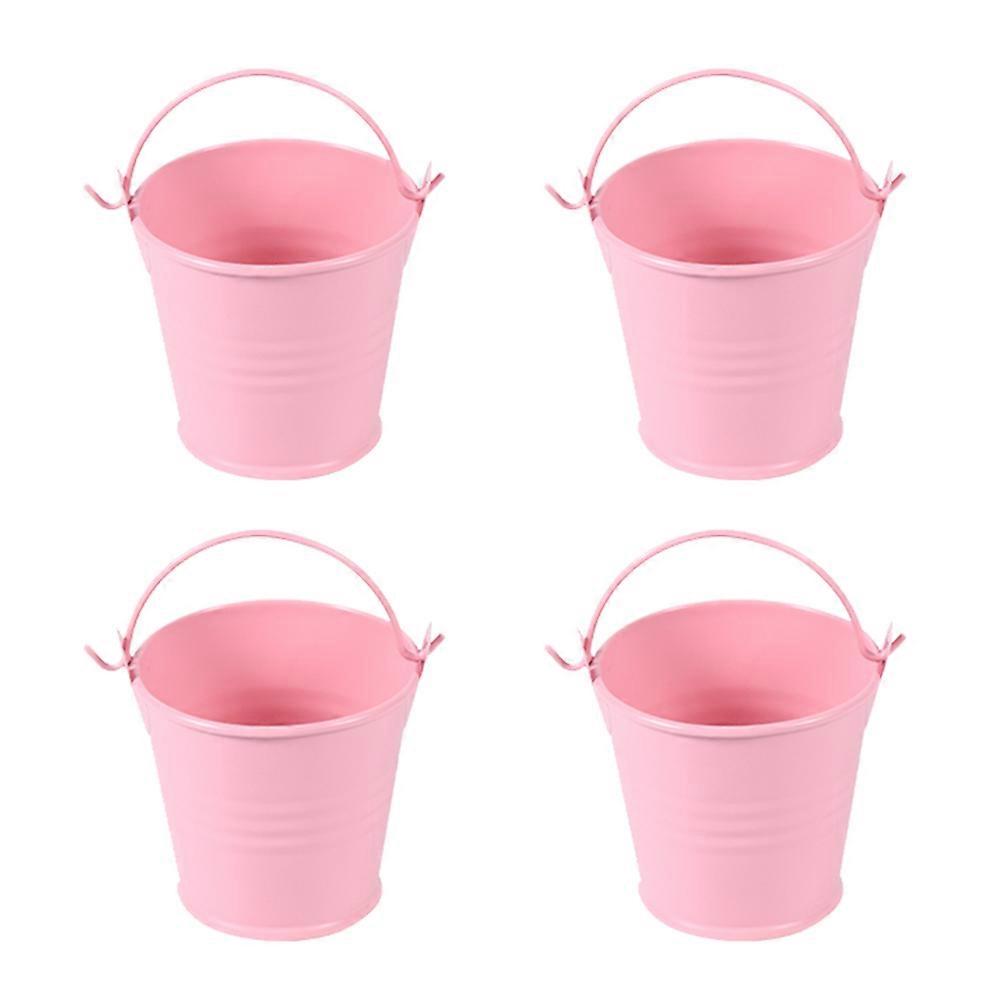 Iron Bucket with Handle Flower Container for Storage 12Pcs Pink Color