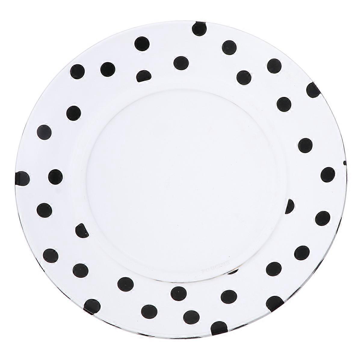 Glass Plate Fruit Plate for Kitchen Use 3Pcs Black Dotted Pattern Plates