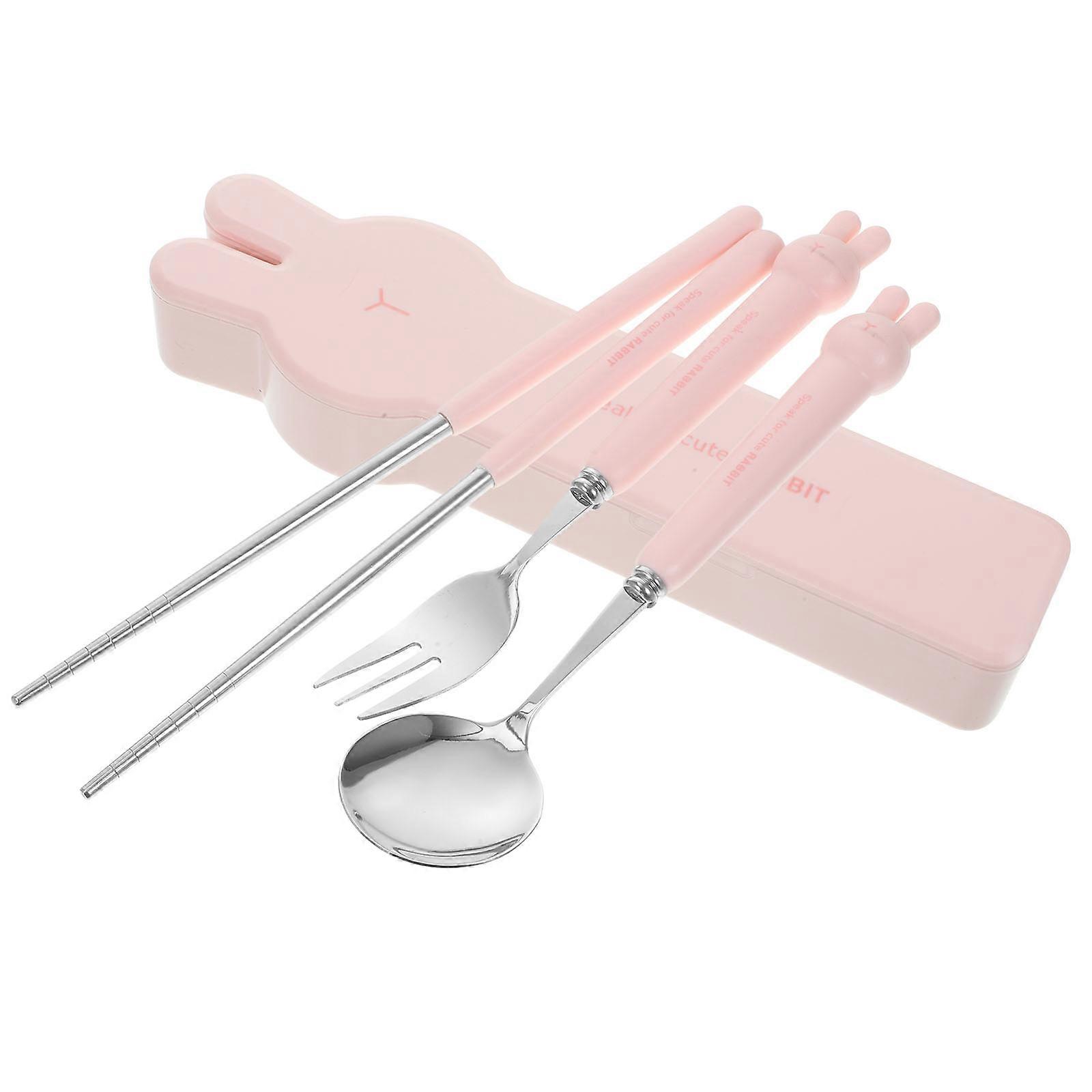 Camping Travel Utensils Reusable Set of Stainless Steel Fork Spoon Chopsticks with Portable Case for Outdoor Activities 1 Set