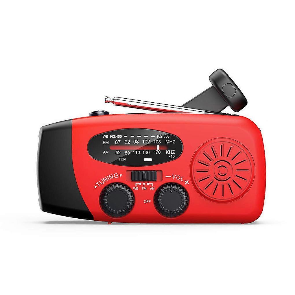 Radio Rechargeable LED Flashlight Emergency Multifunctional Phone Charger Red