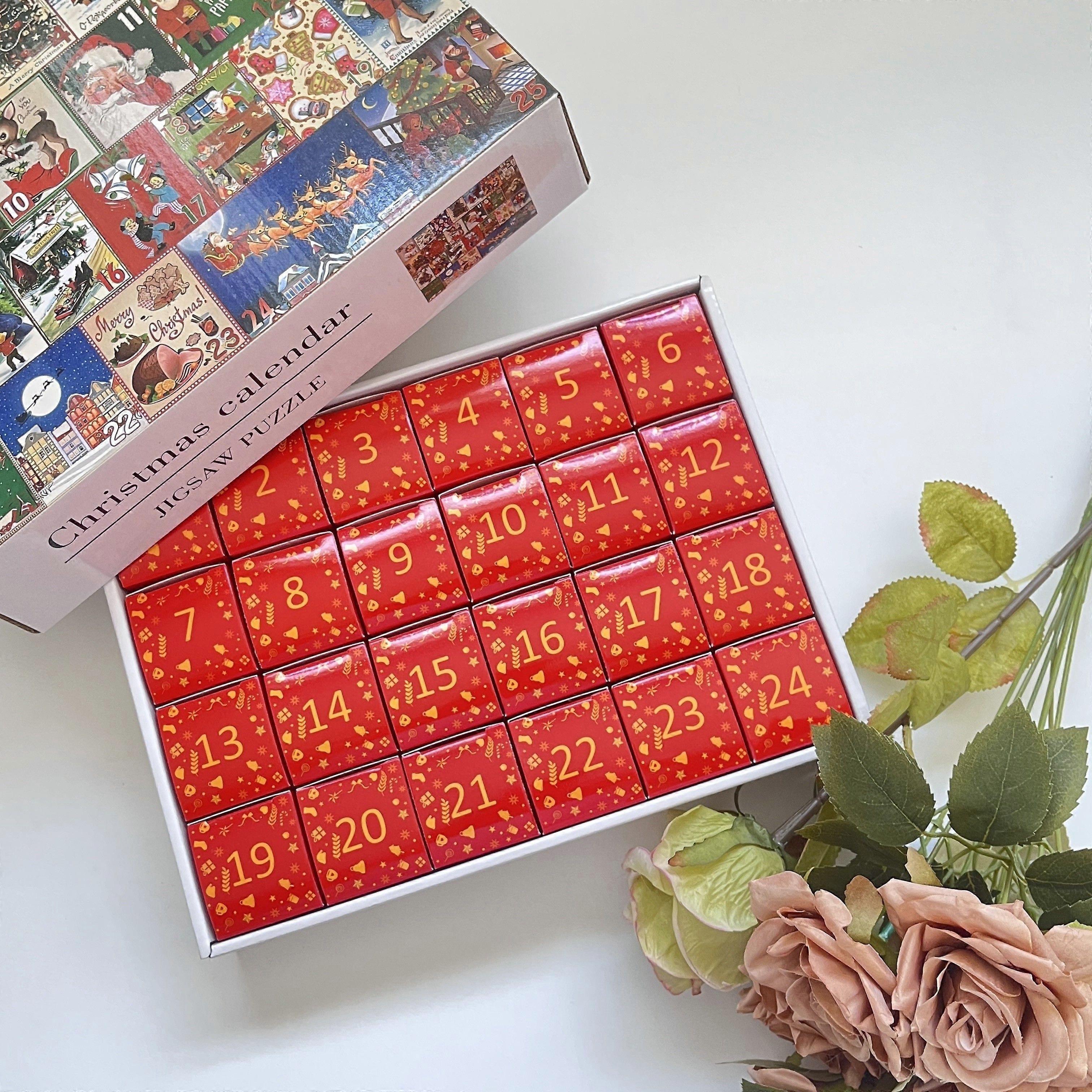 Minglan 1pc Χριστούγεννα Advent Ημερολόγιο Παζλ Χριστούγεννα αντίστροφη μέτρηση παζλ Blind Box Παίξτε Χριστούγεννα παζλ δώρα σκηνή διακόσμηση φεστιβάλ διακόσμηση