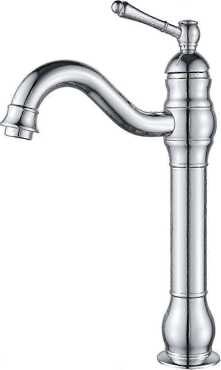 Basin faucet for bathroom with chrome finish