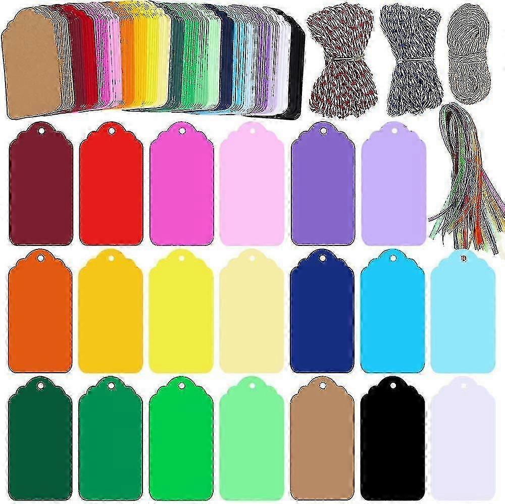 200 Pieces Kraft Hang Tag Signs in 20 Colors for DIY Projects