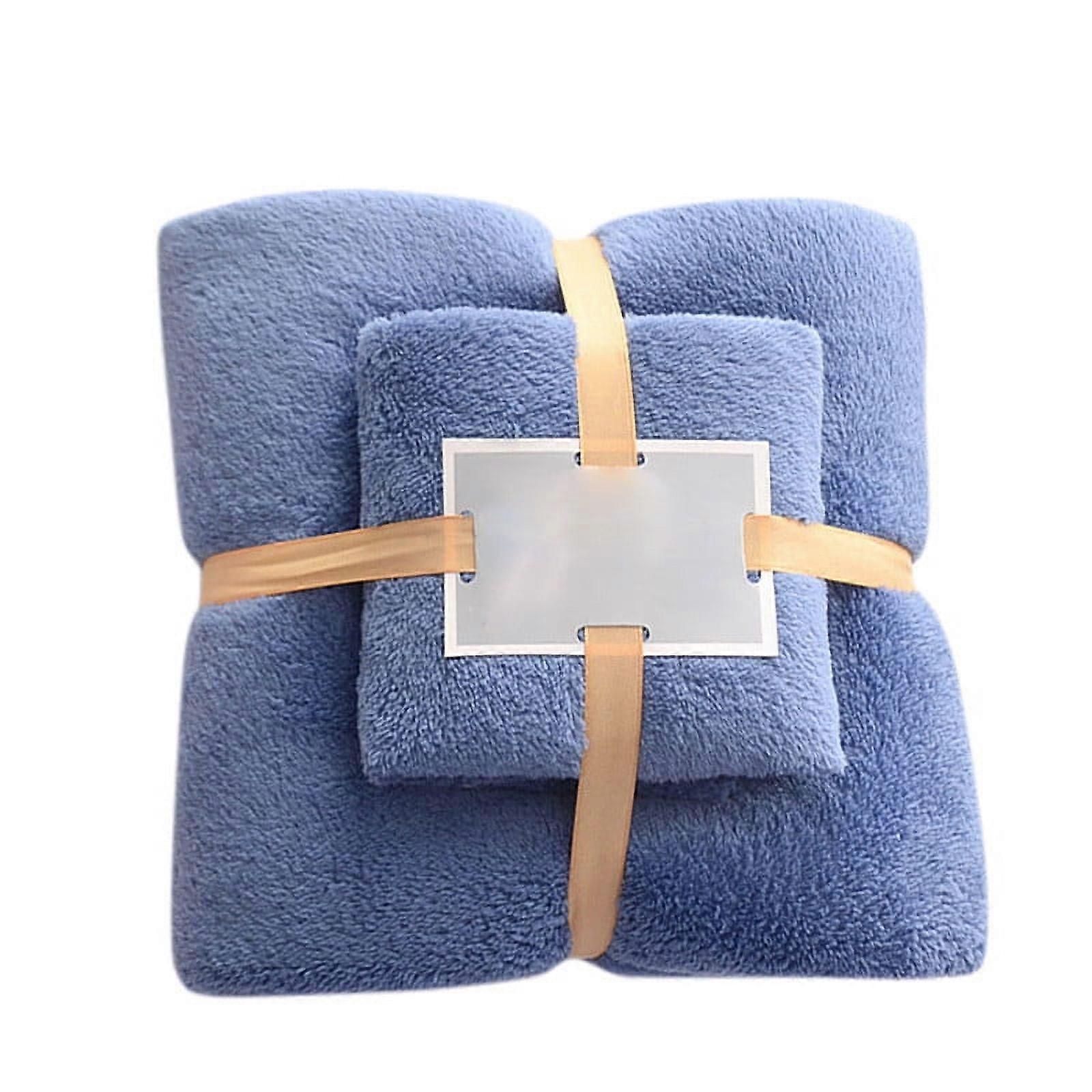 naioewe 2 In 1 Bath Towel And Face Towel Soft-Bath Towels Set Of 2Pc(Dark Blue)