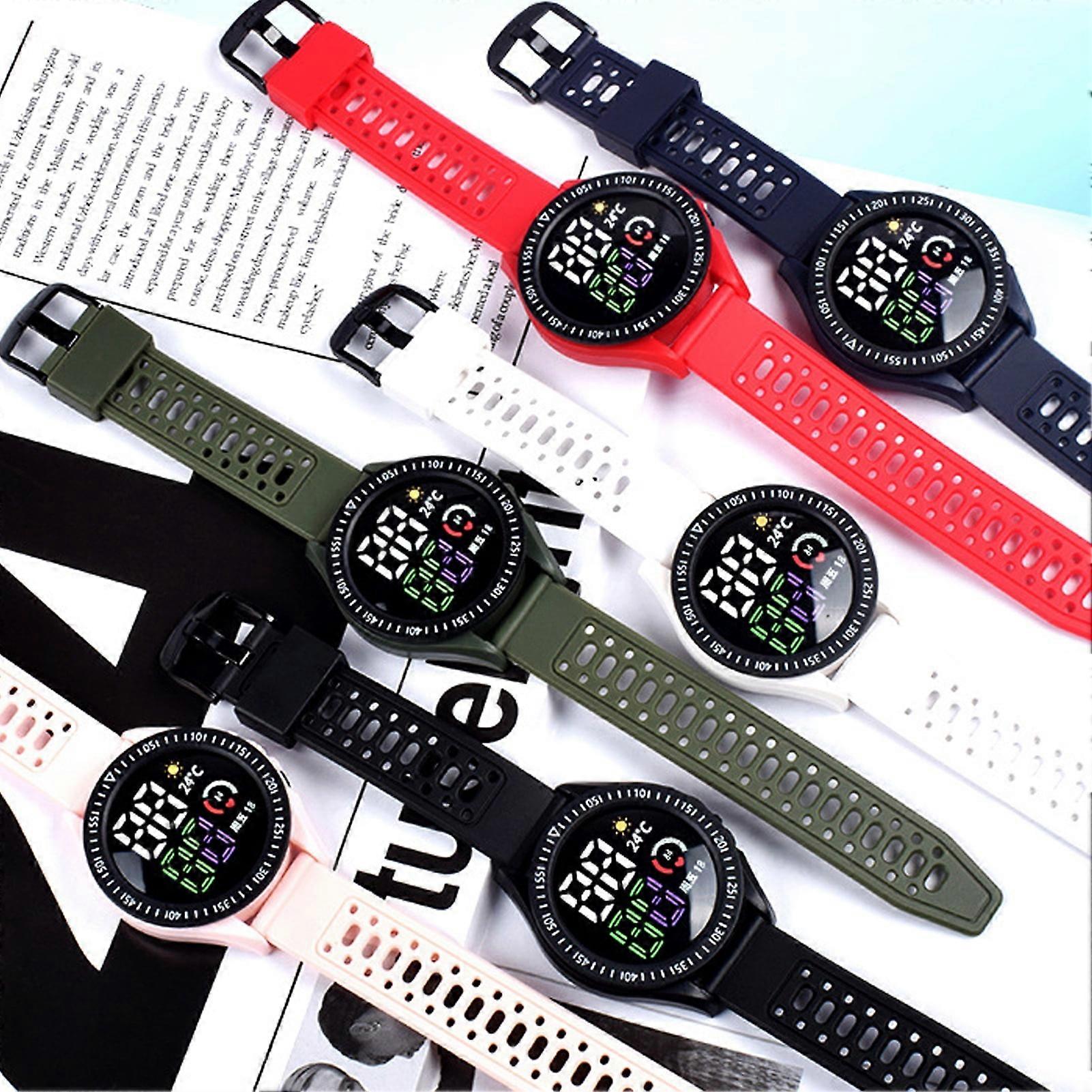 SUSUchens LED Digital Watch with Replaceable Band, Color Screen, Splash-proof, Long Battery, Round Dial, Date, Sport Fitness, Dark Blue