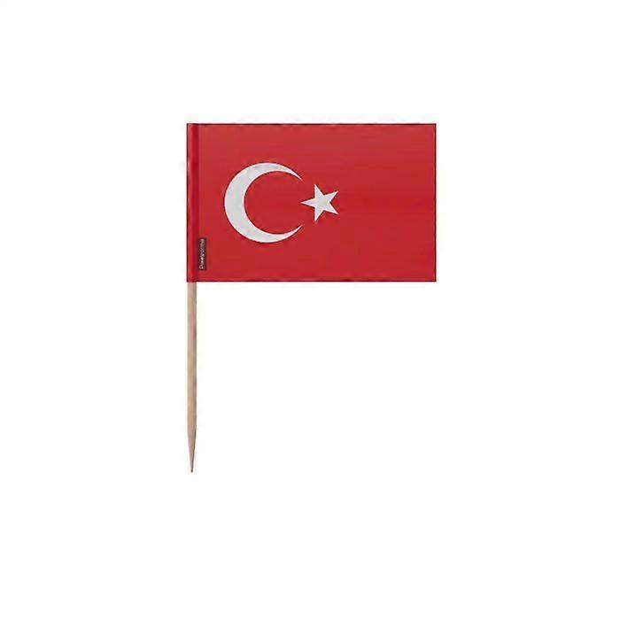 Toothpicks Turkey Flag - 6.5 cm - 100 pieces - Adhesive plastic - Bamboo stick - Pixelforma