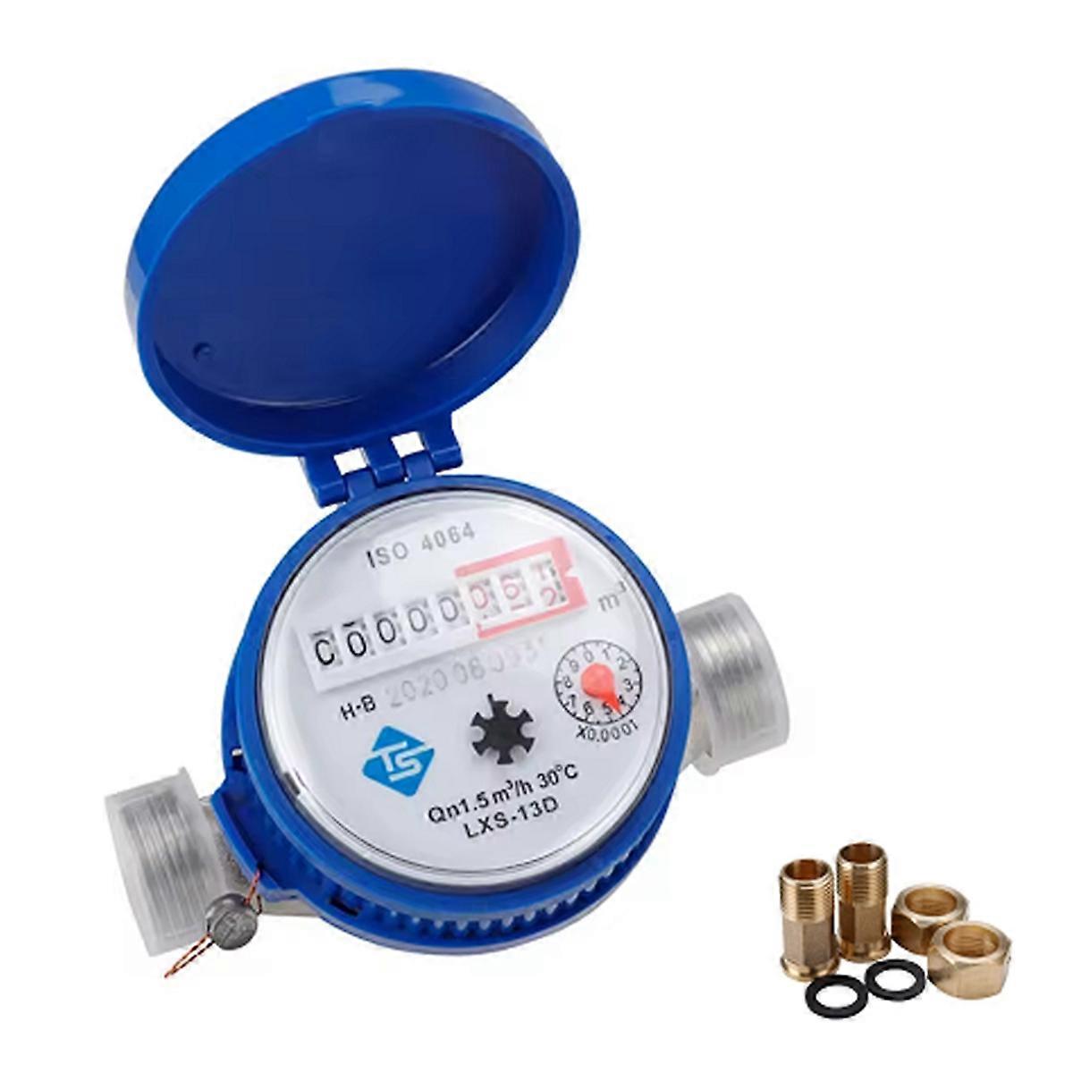 Practical Water Meter Mechanical Rotary Wing E-Type Precision Pointer Counter Measurement Tools with Copper Fittings