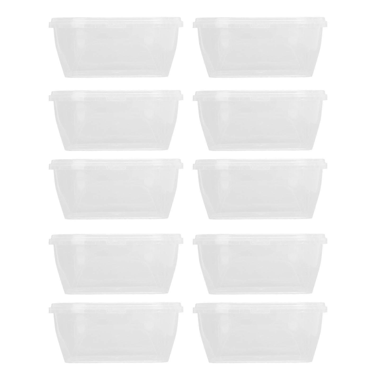 10PCS Storage Boxes with Lids Microwave Safe PP Plastic Container for Meal Prep and Food Packaging 1100ml Capacity 