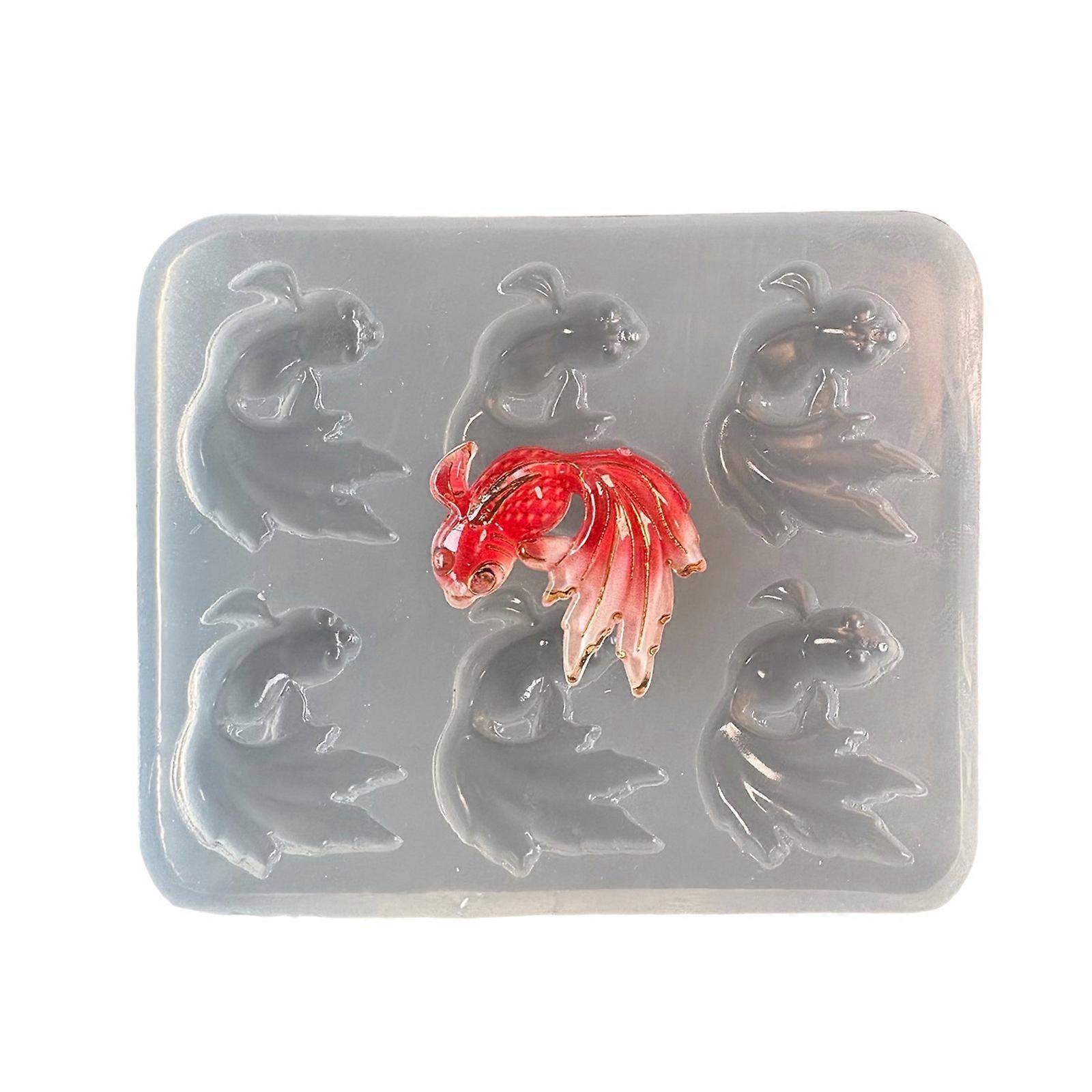 Reusable DIY Goldfish Keychain Silicone Casting Mold For Epoxy Resin Crystal Crafts And Miniature Pendants Mould Multicolor