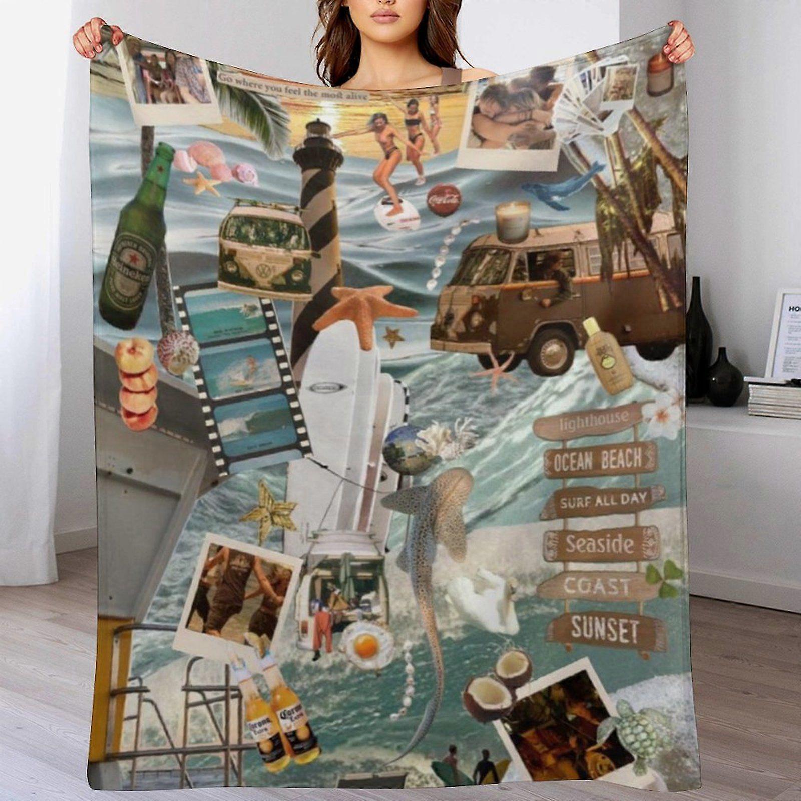 outer banks Warm Velvet Blanket for Sofa Lounge Car Chilly Weather Anti-Wrinkle Soft Touch Breathable