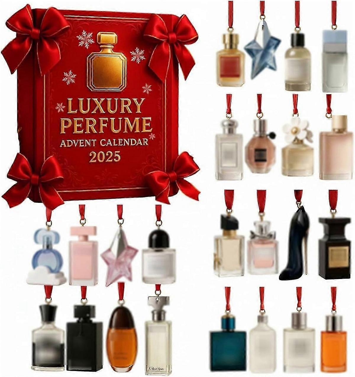 Luxury Perfume Advent Calendar 2025, 24 Days Christmas Countdown Calendar with 24 Perfumes Christmas 2D Acrylic Ornaments, Premium Holiday Countdown G