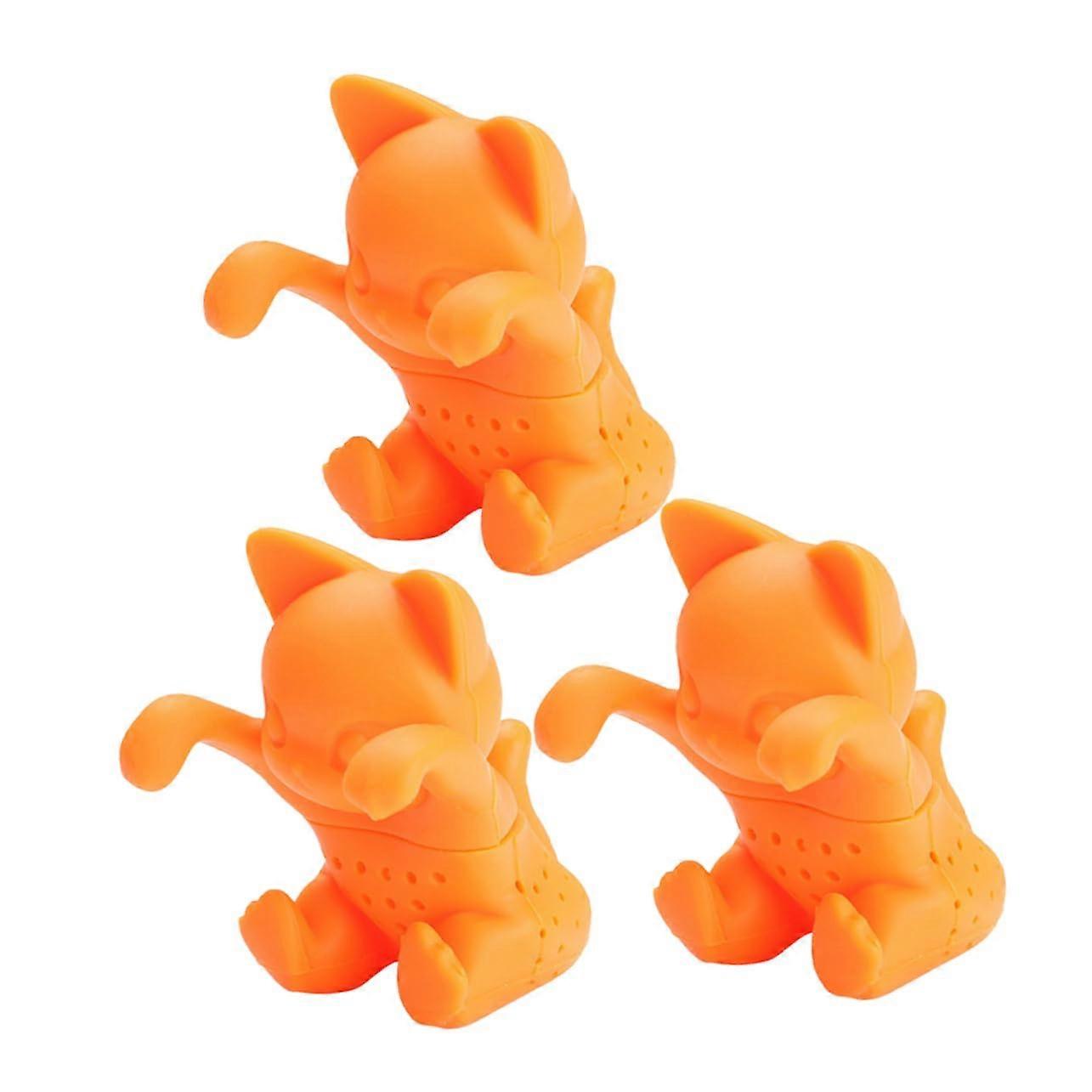 Tea Infuser 3Piece Set FoodGrade Silicone LooseLeaf Filter For Mugs And Teapots Easy To Clean Cat Design