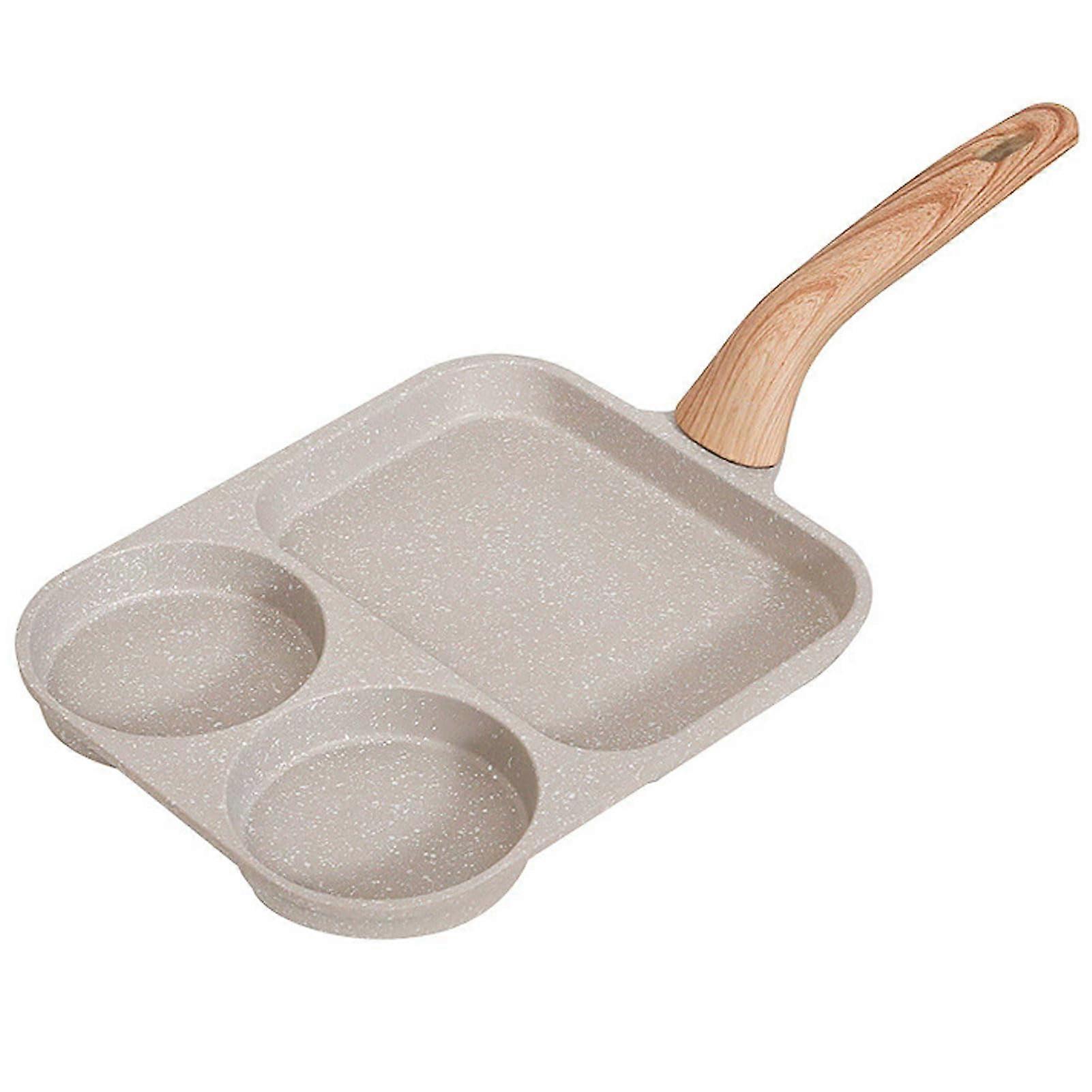 Egg Frying Pan 3Section Omelette Pan, Nonstick, Aluminium Alloy, HeatResistant Handle, Gas Induction Compatible