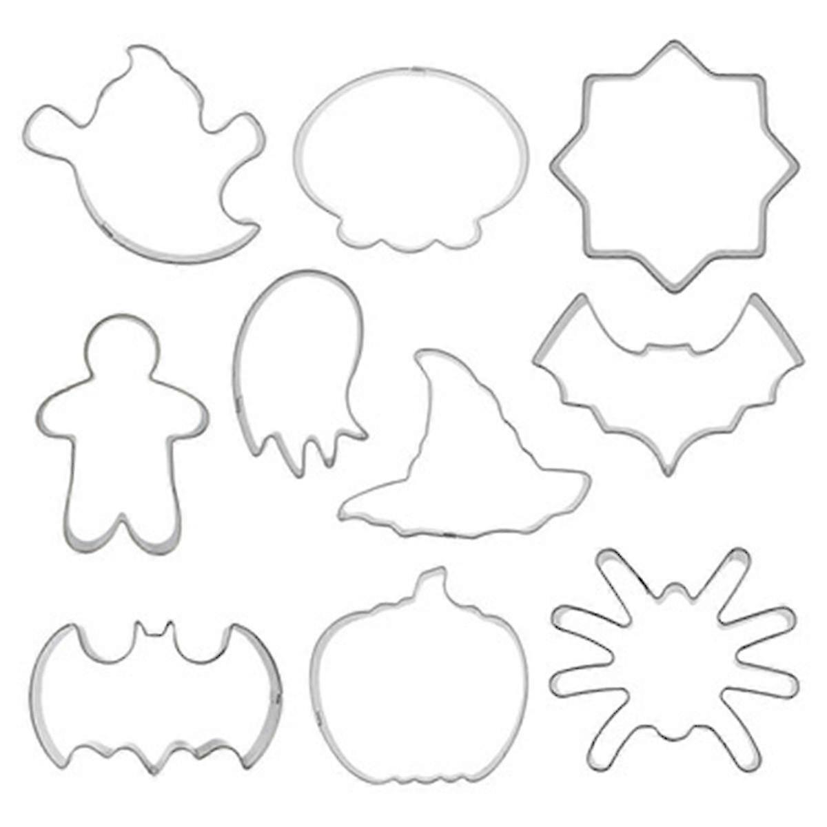 10Pc Halloween Bat Pumpkin Ghost Cookie Cutters for Baking and Cake Decorating