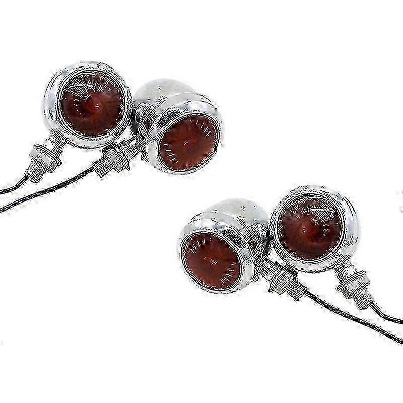 4Pc Chrome Motorcycle Turn Signal Light Led Motor Lamp Bulb For CafeHwy