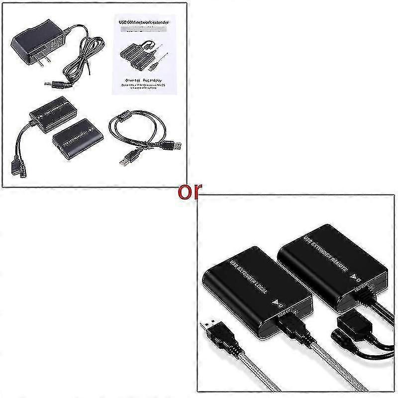 2 Pcs Usb Extender 60m Usb To Rj45 Ethernet Converter Adapter Cable 1080p 60m