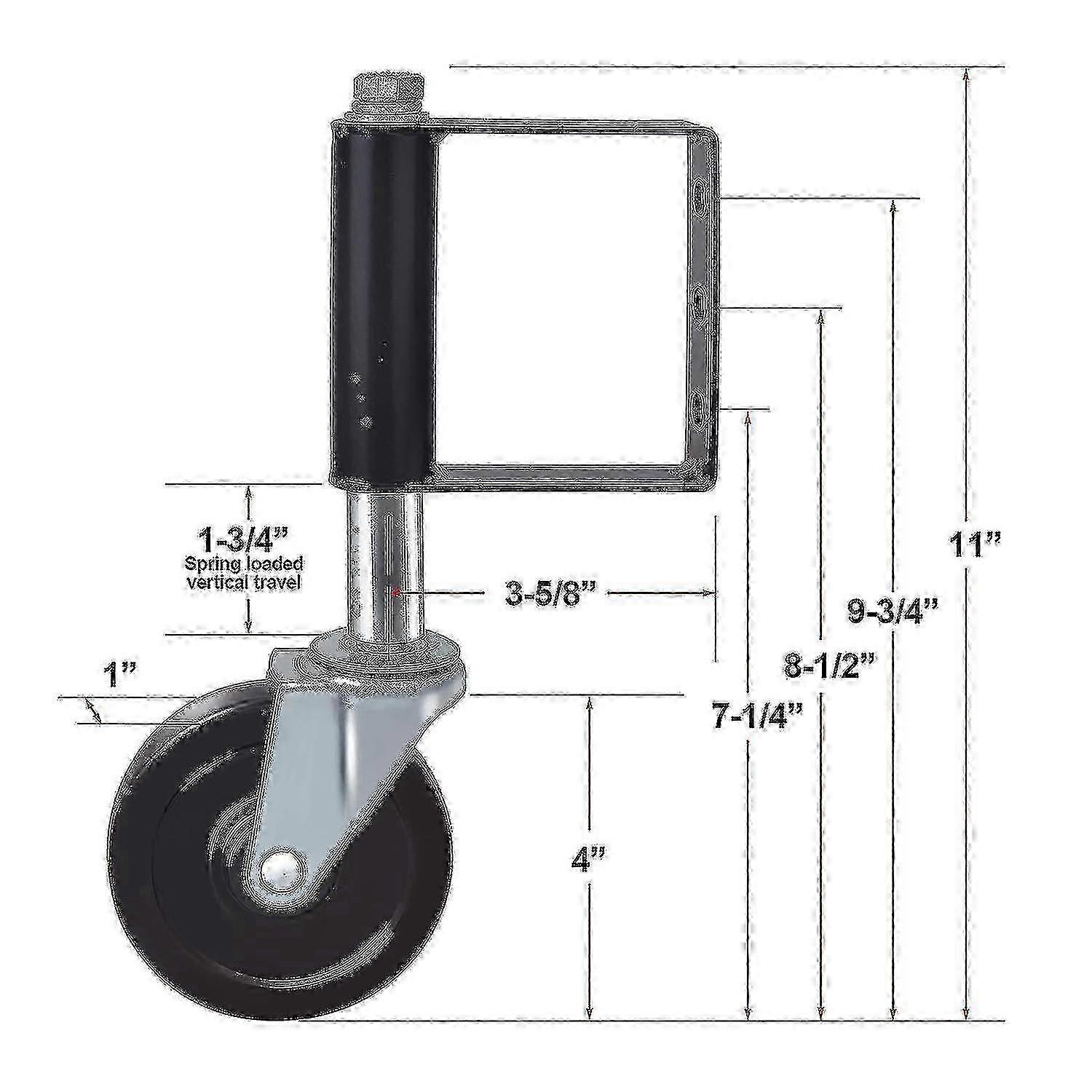 Set Of 2 Aging Resistant Rubber Spring Loaded Gate Rollers With Universal Mounting Plate, 100kg Capacity, 100mm