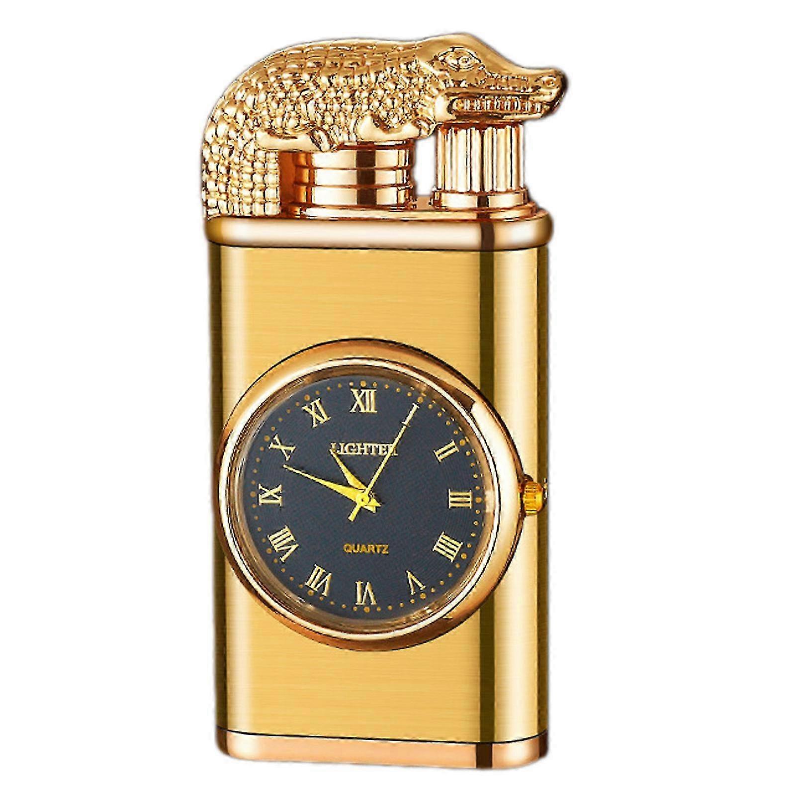 Best Seller Dual Flame Lighter: Refillable Metal Butane, 3D Embossed Design for Watch Lighter Enthusiasts