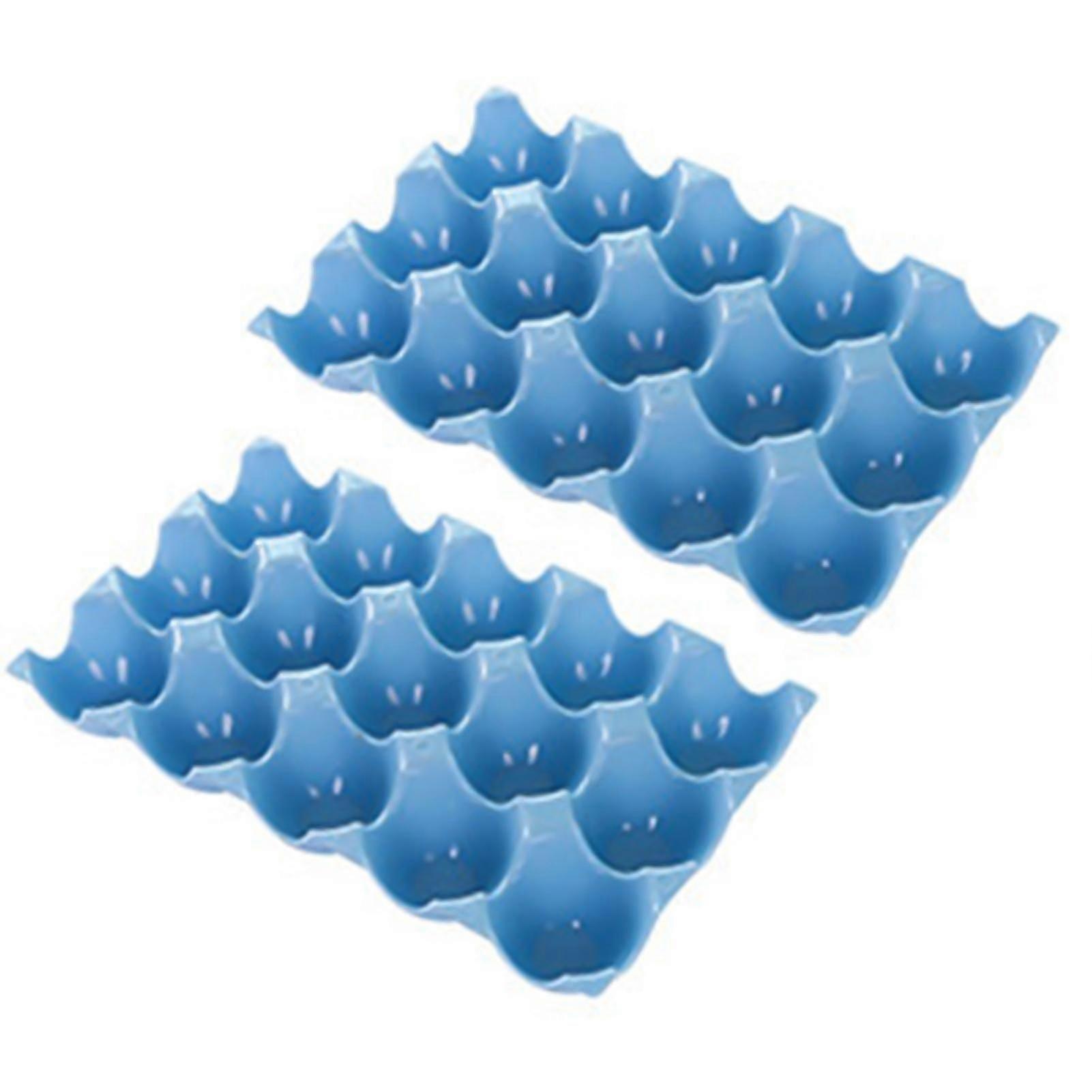 2-Pack Multi-Color Reusable Plastic Eggs Storage Rack with 15 Grids for Kitchen