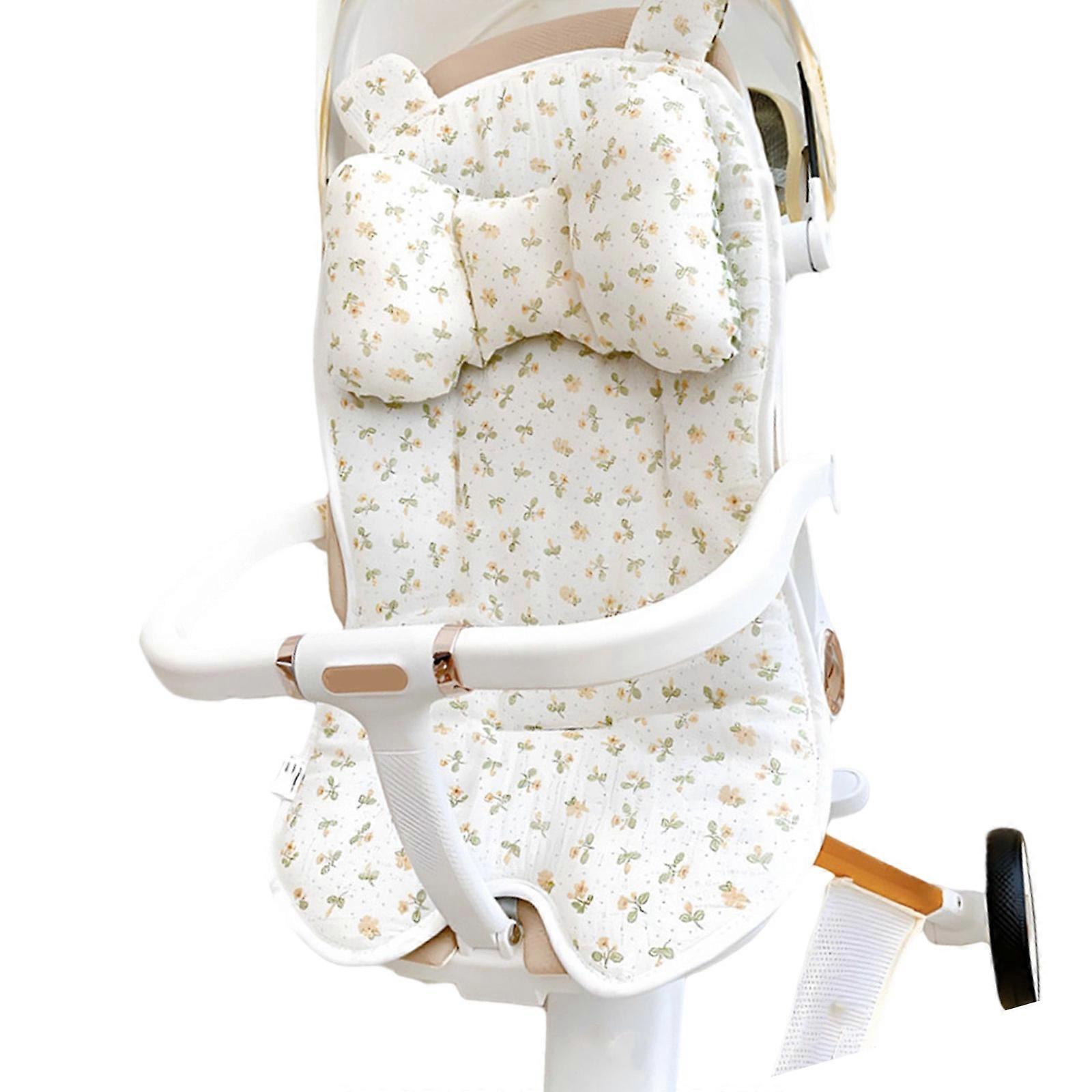 Thin Revertible Pushchair Pillow With Moisture Wicking Ramie Fabric For Infant Carriers And Tall Chairs Multicolor