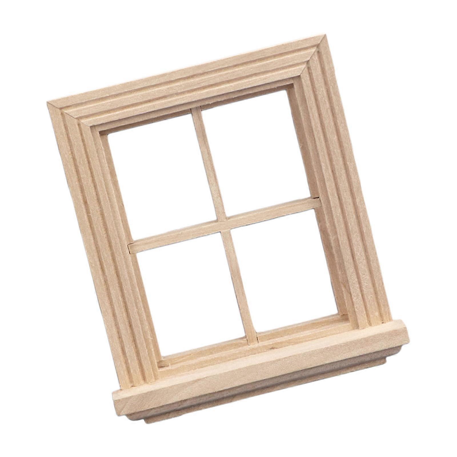 1/12 Scale Unfinished Wooden Dollhouses Window Blank For DIY Crafting And Miniature Model Building Multicolor