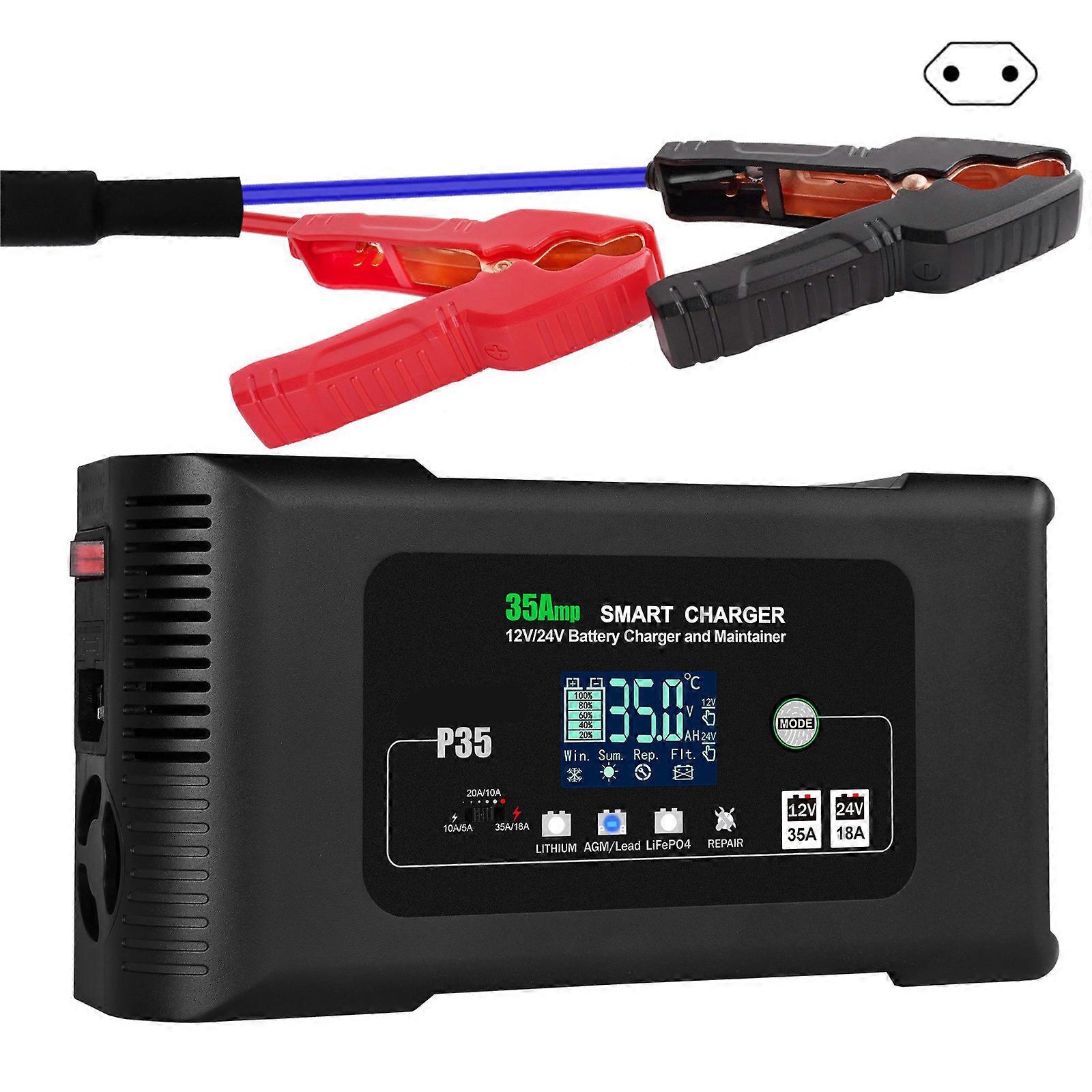 35A Car Battery Charger Maintainer With 9 Stage Charging For Automotive Marine Lithium Batteries Multiple Protections Multicolor
