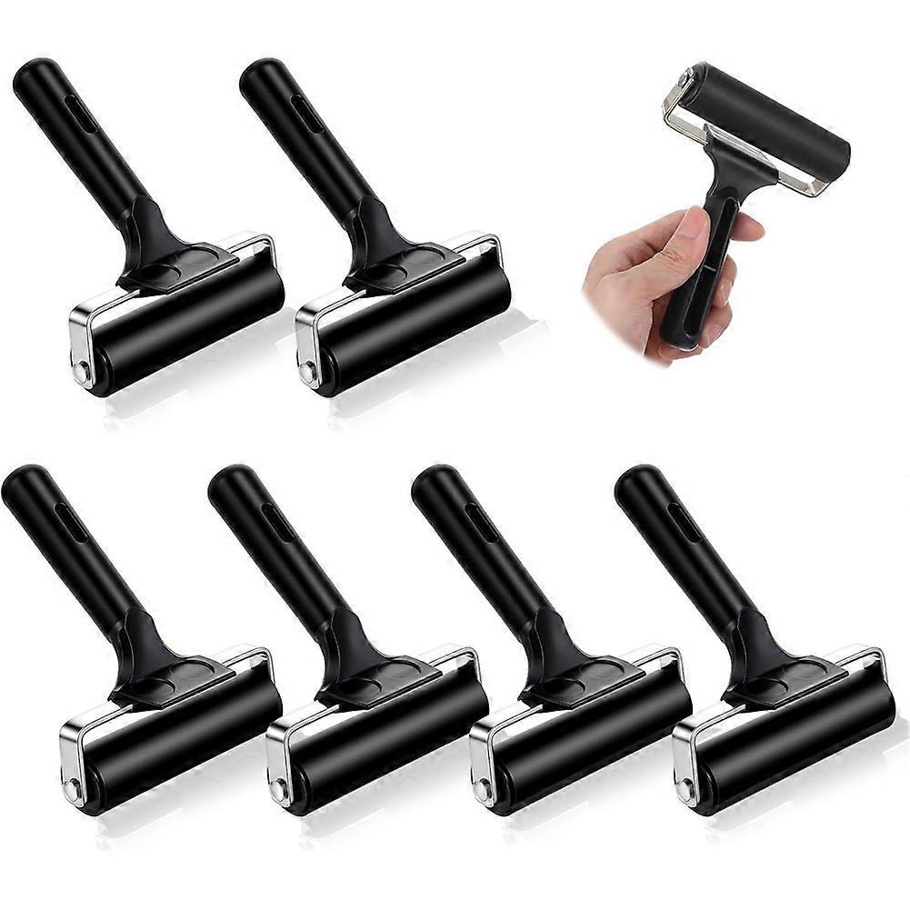 6 Pcs Brayer Roller,Black Printmaking Roller Handle Comfortable Painting Rollers for Printing,Painting,Printmaking