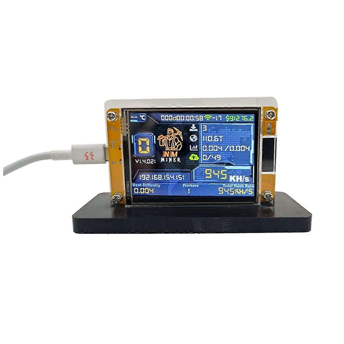 Upgraded 950KH/S Harshrate NMMiner 2.8 Inch Smart Display with Bracket Bitcoin Crypto Solo Miner