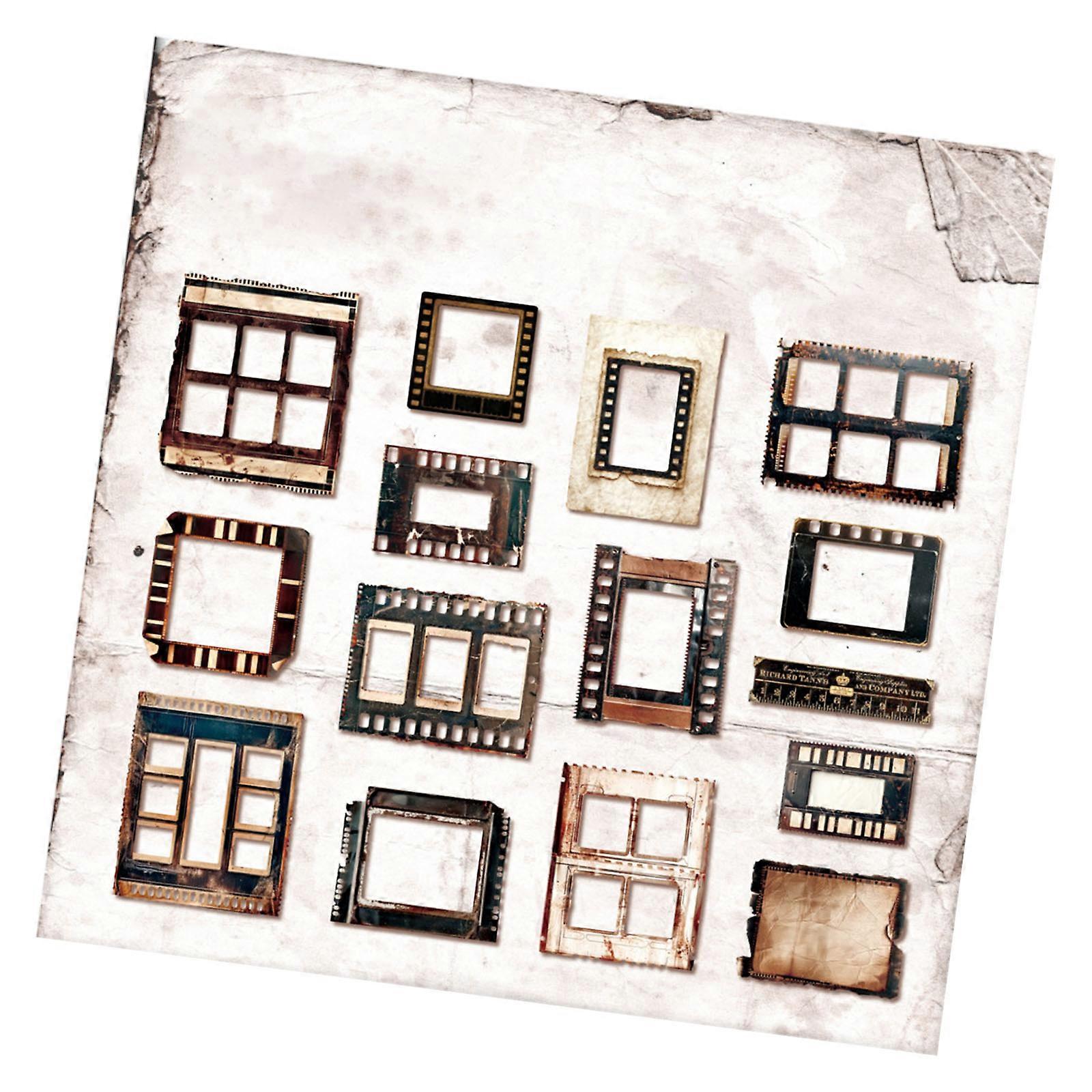 15Sheets Antique Burnished Border Sticker Scrapbooking Decoration Paper Sheet For Journal Notebook Card Making Project Multicolor