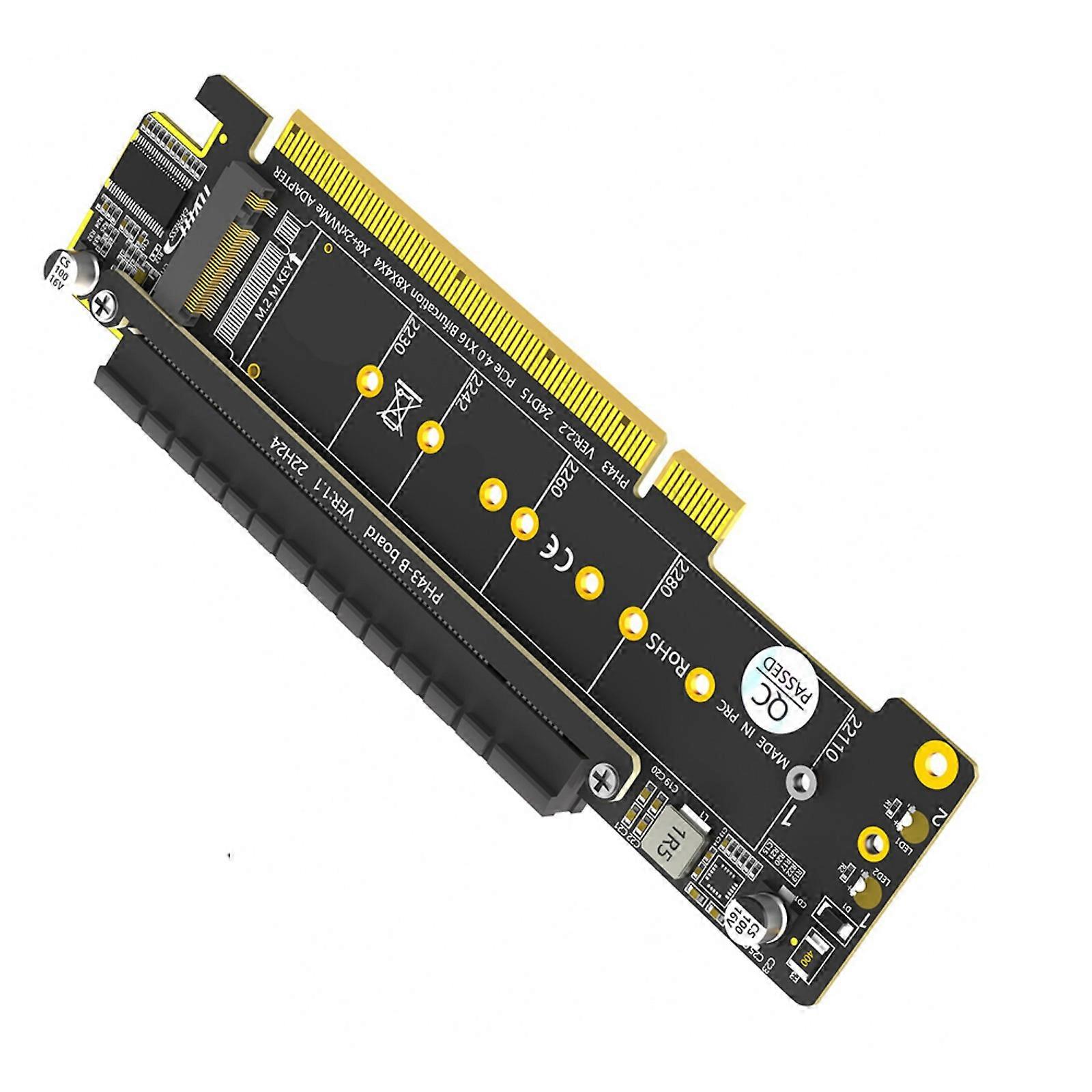 M.2 PCIe SSDs Adapter M.2 NVME SSDs to PCIE4.0 16X Converters Two M.2 expansion Card for PC Desktop Mainboard Multicolor