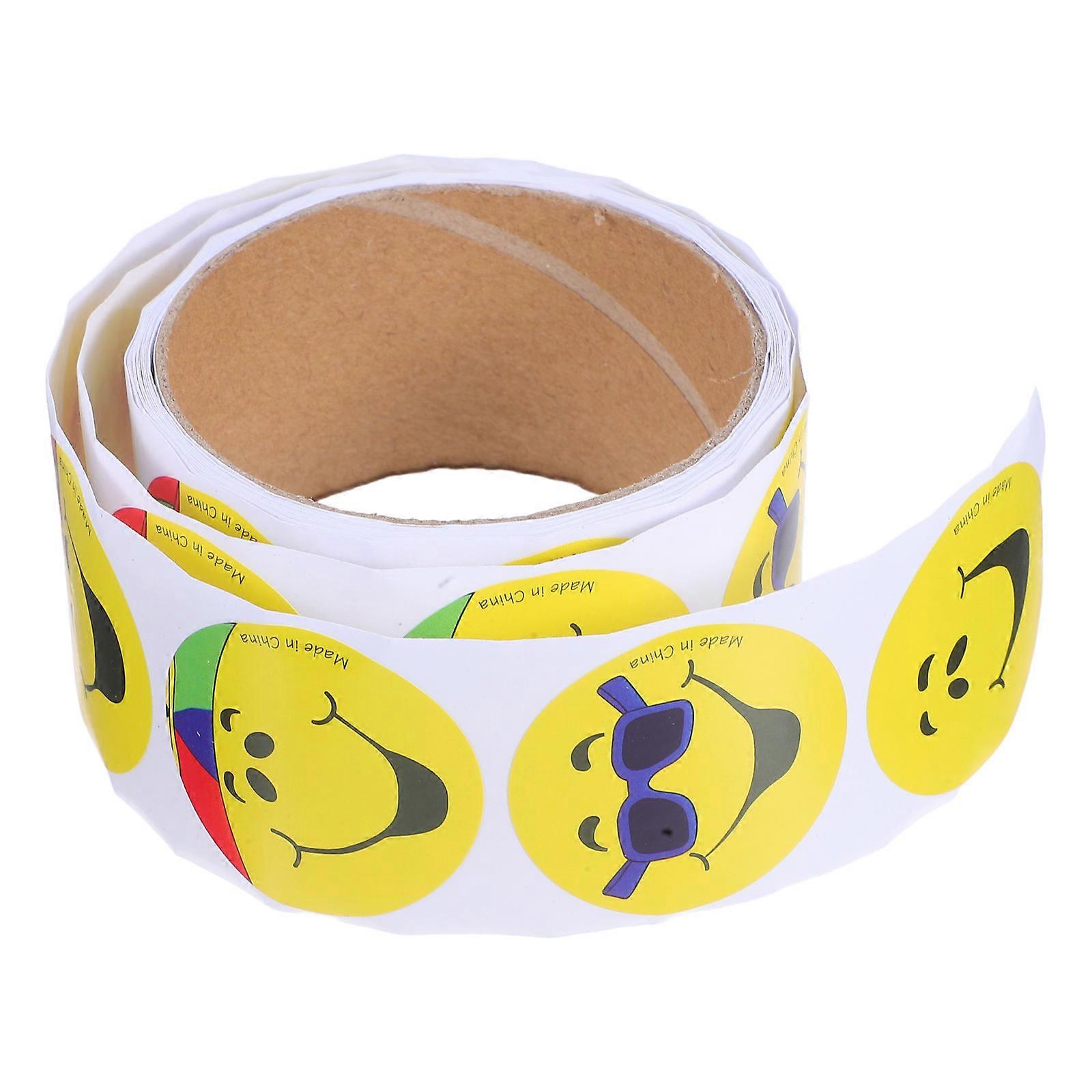 100 Pcs Yellow Smile Face Circle Stickers