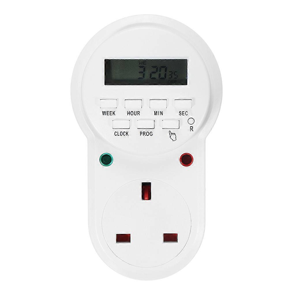 Digital Programmable Timer Socket Plug Wall Home Plug-in Switch Energy-saving for Home Lights Fish Tank Heater Household Appliances with UK Plug (Whit