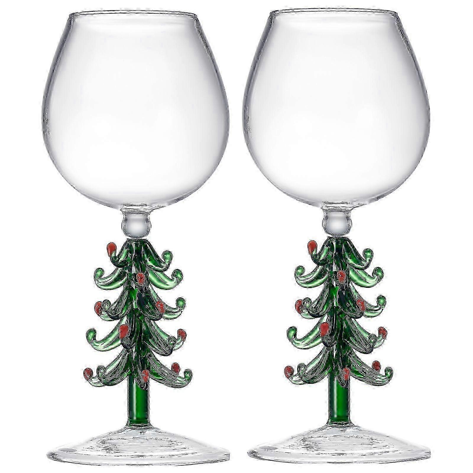 w Kristall-Weihnachtsbaum-Stielglas - Grün - 2er-Set (285 ml)