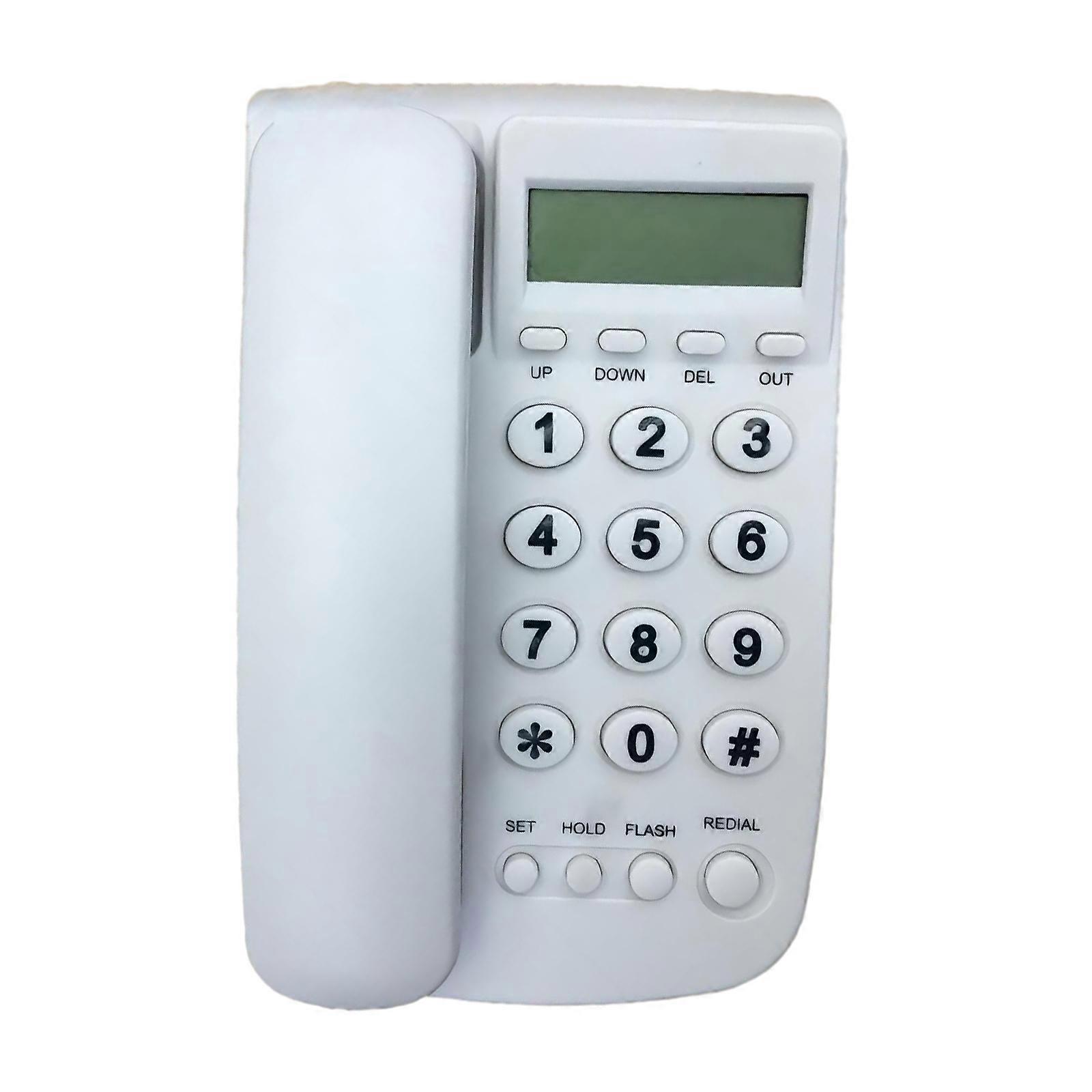 Big Button Telephone Loud Volumes Landline Phone with LCD Display Speed Dial Corded Telephone for Home Hotel Office  White