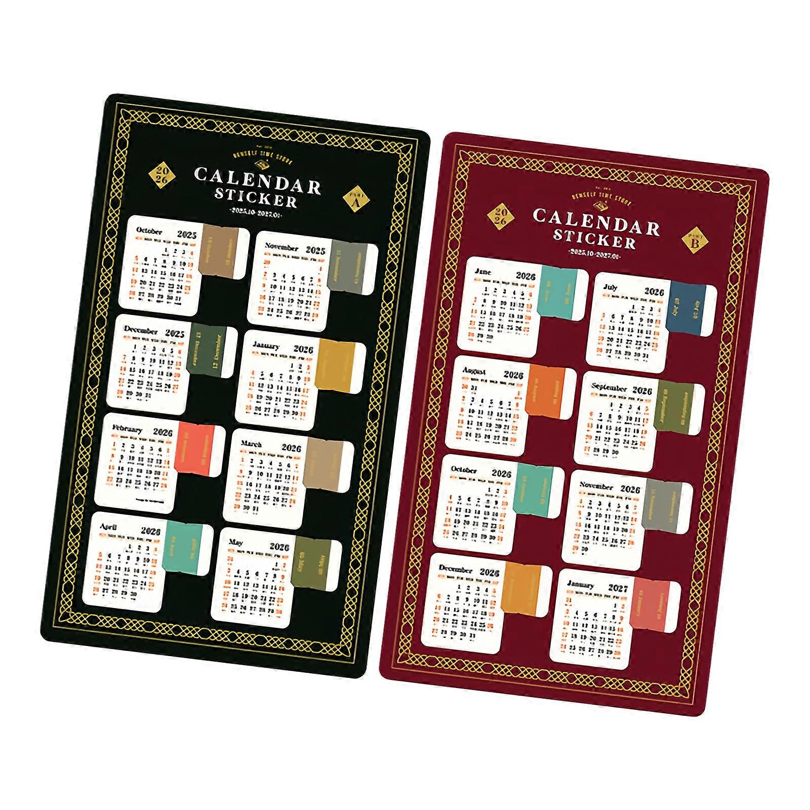 Calendar Stickers Selfs Adhesive Monthly Index Tab Planner Stickers for Journal Scrapbook Notebook Office Supplies Multicolor