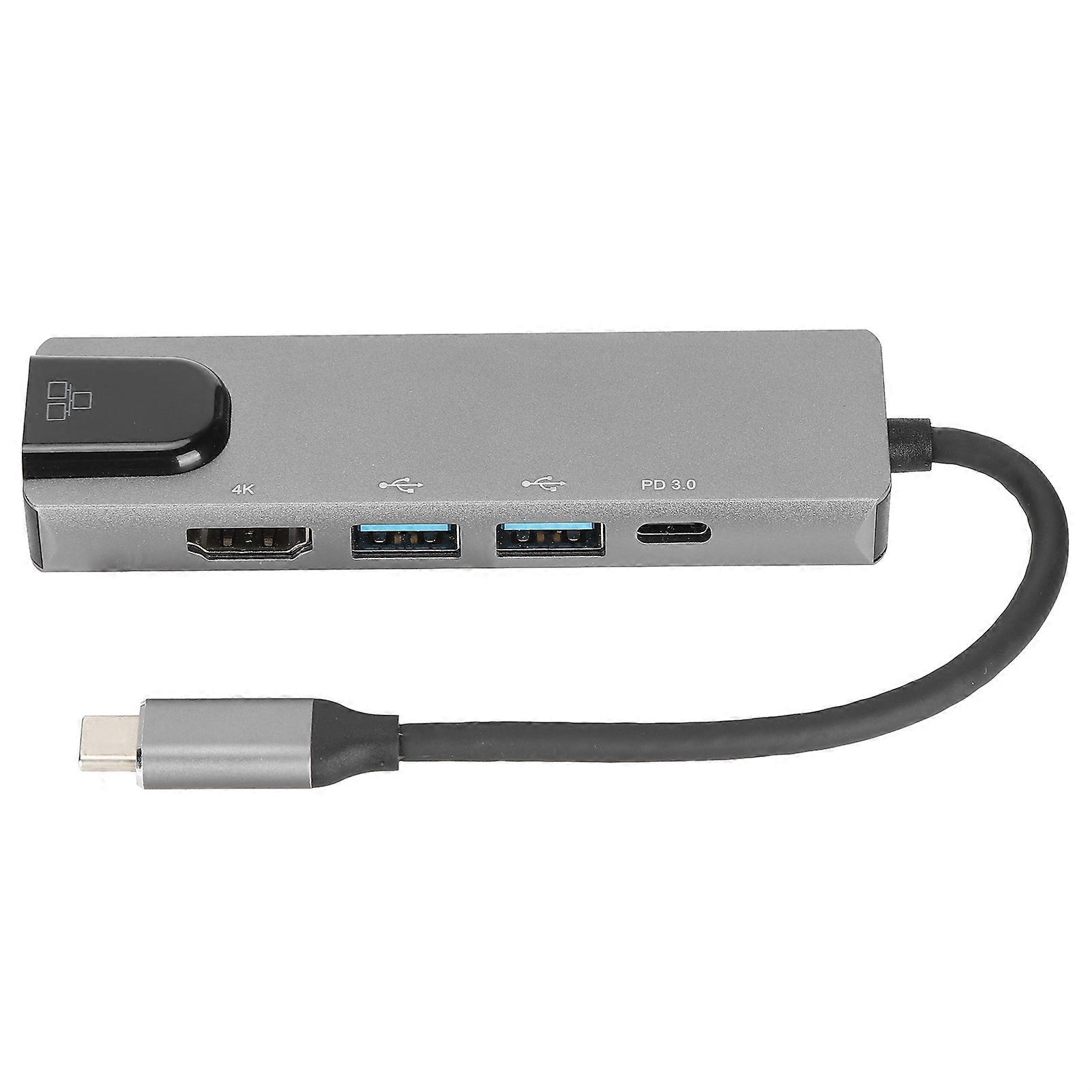 5-in-1 TypeC-dockingstation met 2 USB HD-multimedia-interface RJ45/TypeC-poort
