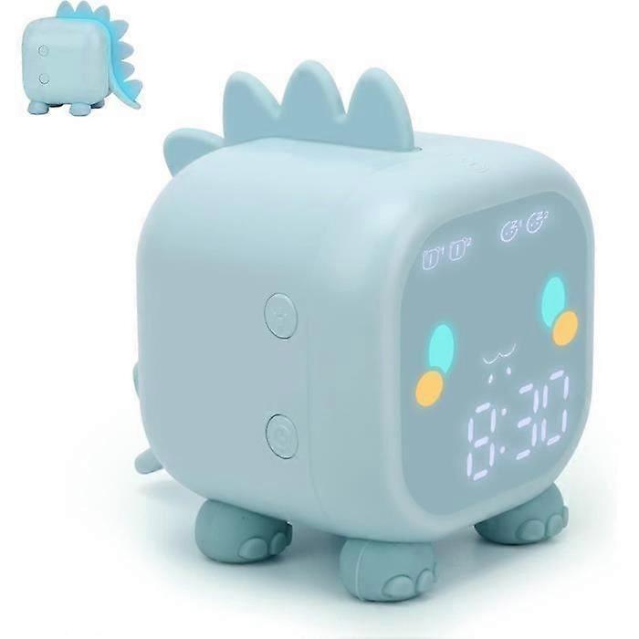 Children's alarm clock, digital alarm clock for children's room, light-up alarm clock with USB alarm (blue)