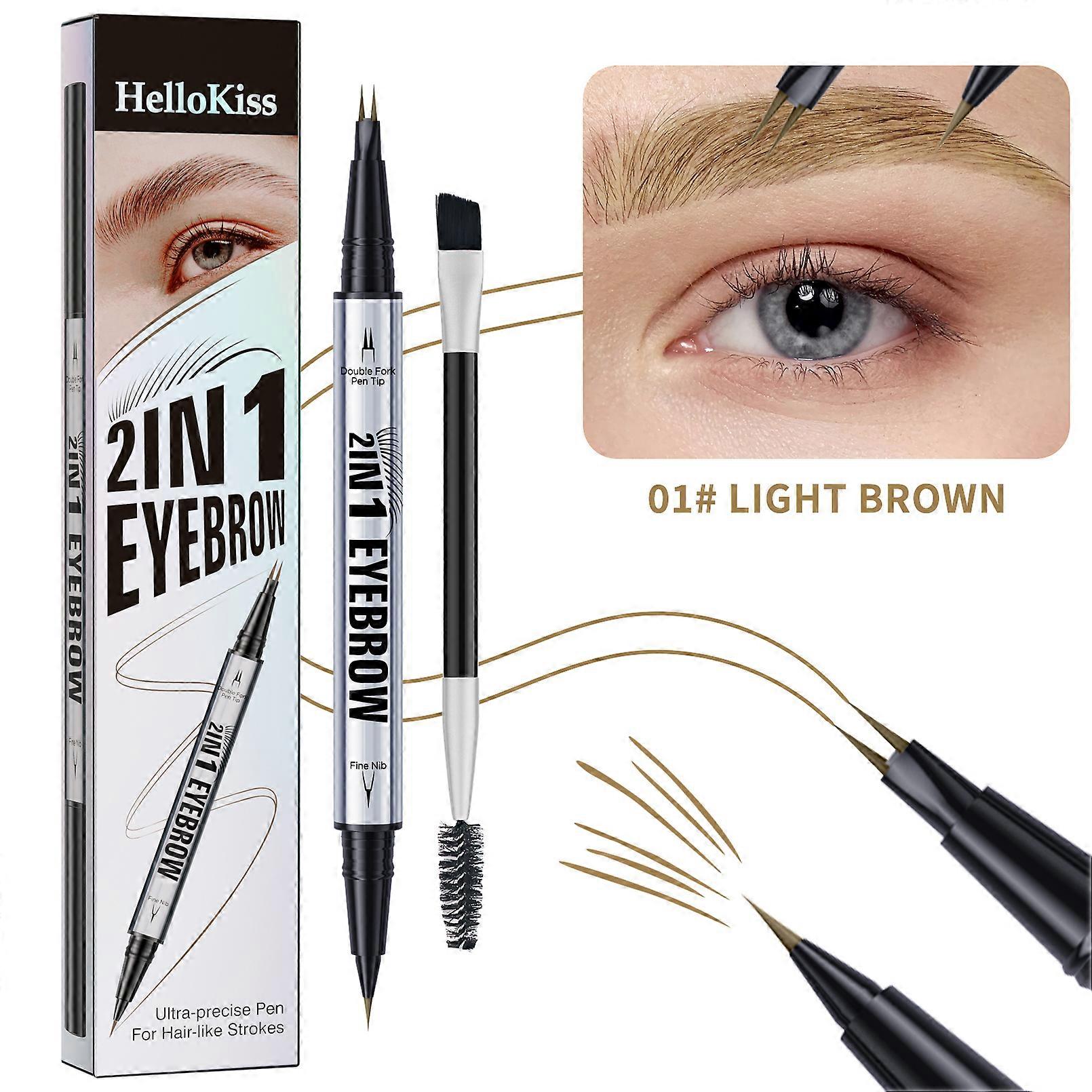 Two-pronged Eyebrow Pencil Waterproof Two-in-one Liquid Eyebrow Pencil Curved Eyebrow Pen With Fork And Precise Brush Tip Makeup