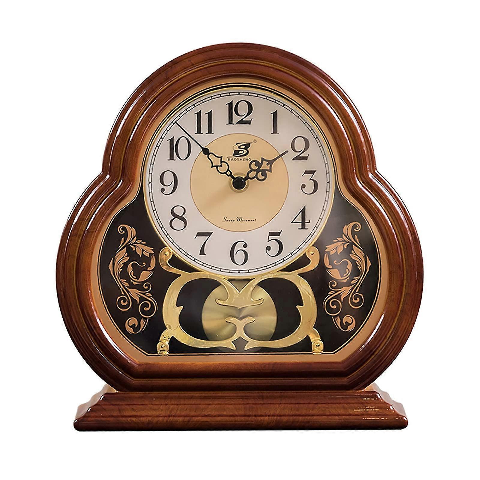 Vintage Mantel Clock with Silent Battery Movement for Fireplace, Desk, and Home Décor