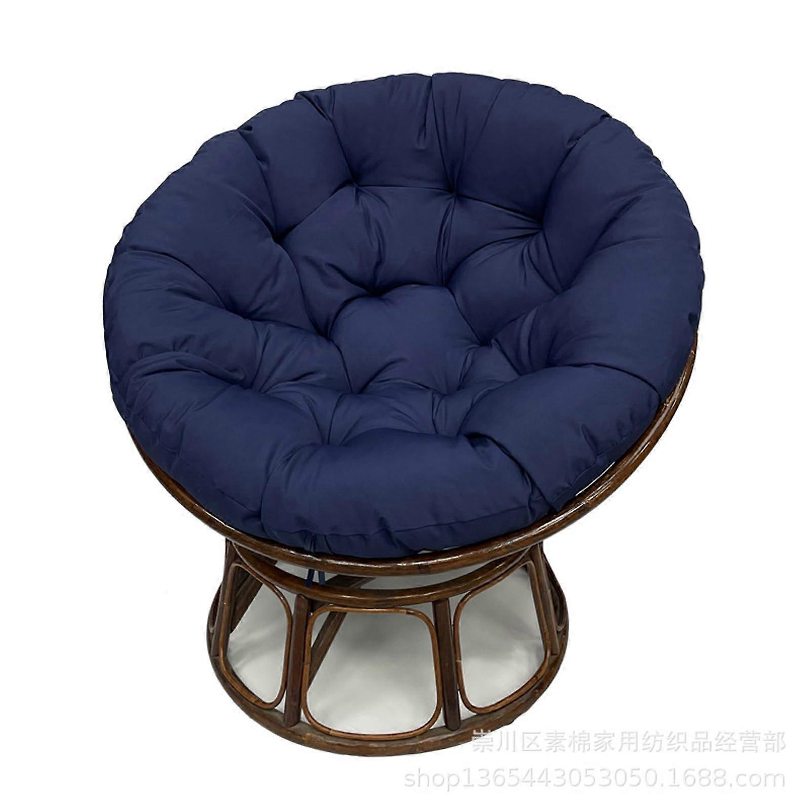 Chair Cushion Thickened Round 80cm with Ties for Outdoor Egg Hammock Navy Blue