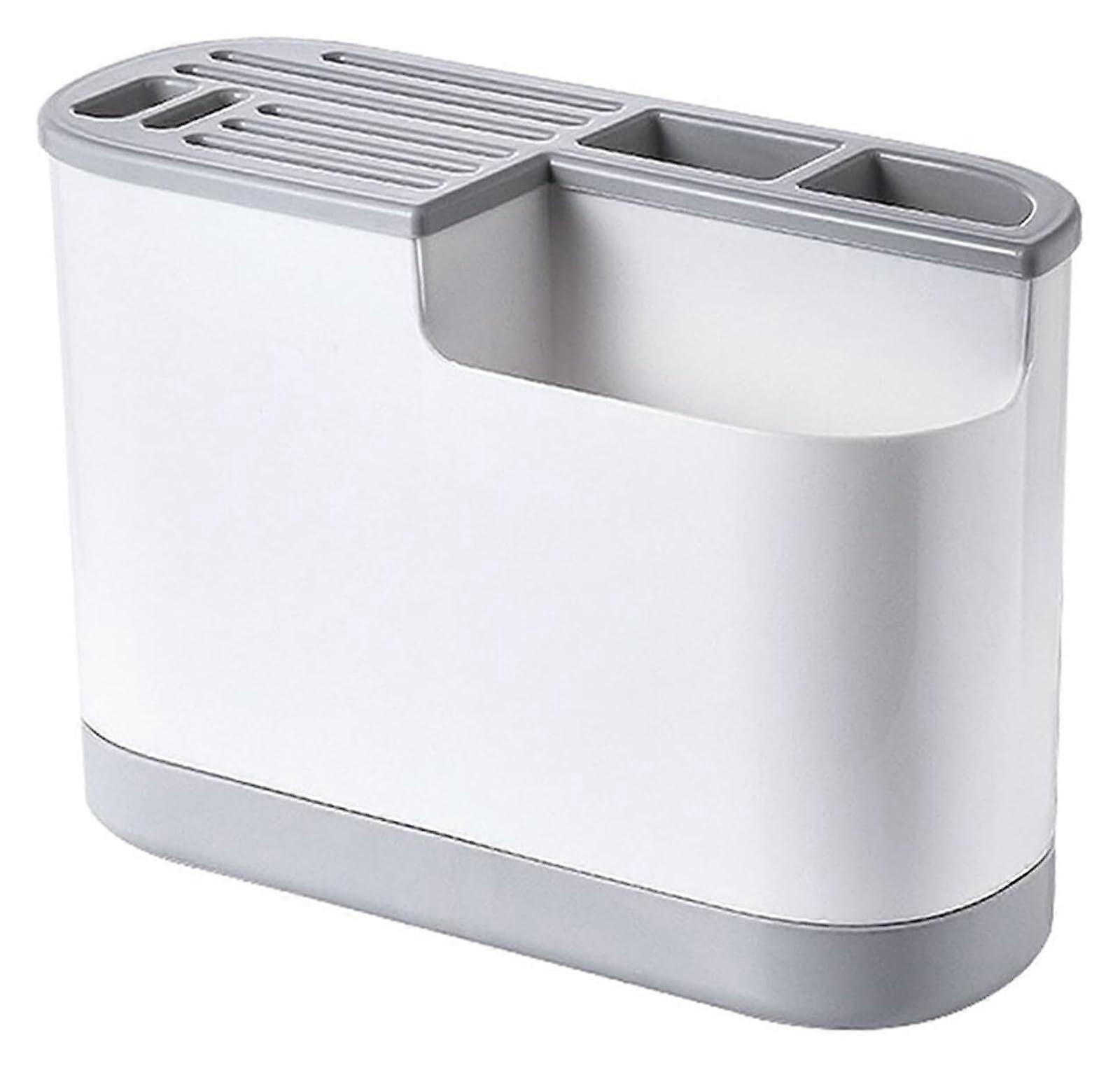 Knife Storage Block and Holder with Water Tray, Large Capacity Kitchen Organizer, Grey