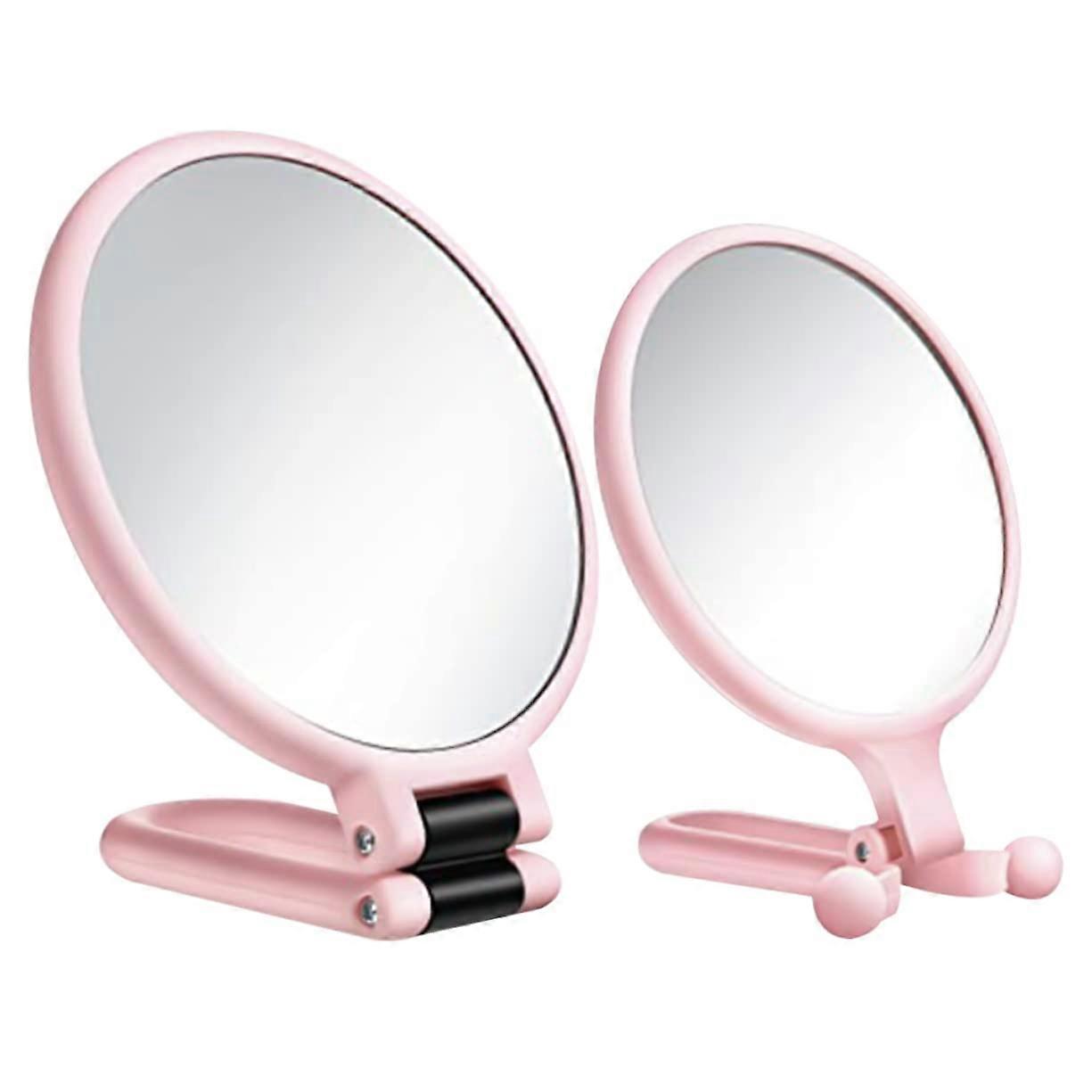 2pcs DoubleSided Hand Mirror with 15x Magnification Foldable Compact Design for Travel Makeup