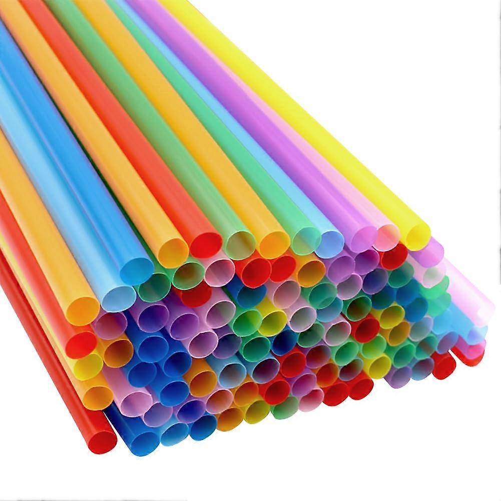100 Pack 26cm Colorful Plastic Drinking Straws Extra Long Smooth Ends for Juice Coffee Parties